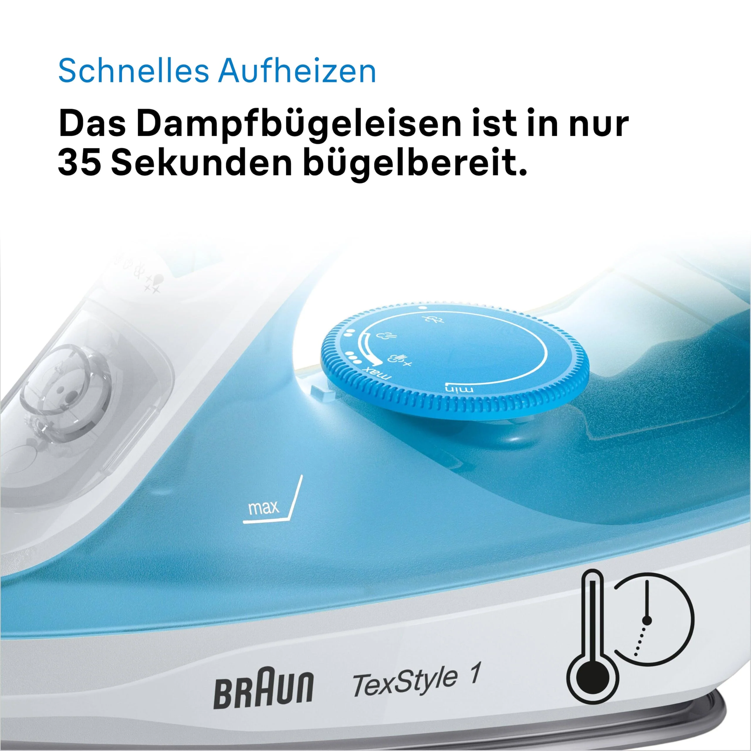 Braun TexStyle 1 Dampfbügeleisen SI 1050BL - Bügeleisen mit SuperCeramic Bügelsohle, Vertikaldampf, 2000 Watt, Blau - Image 6