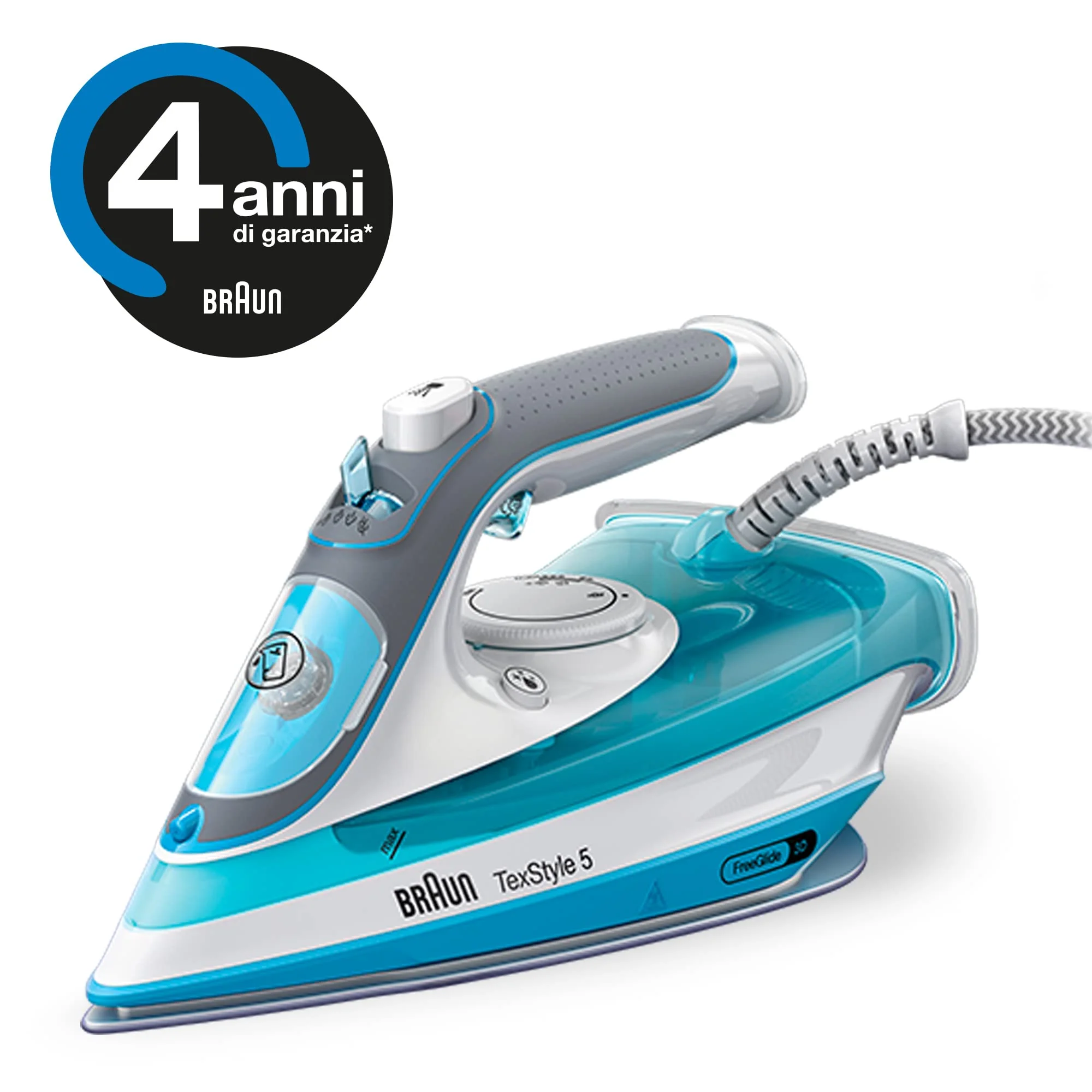 Braun TexStyle 5 Dampfbügeleisen SI 5006 BL – Bügeleisen mit Freeglide 3D Bügelsohle, Vertikaldampf, 2600 Watt, Dampfstoß 180 g/min, 300 ml Wassertank, Blau - Image 2
