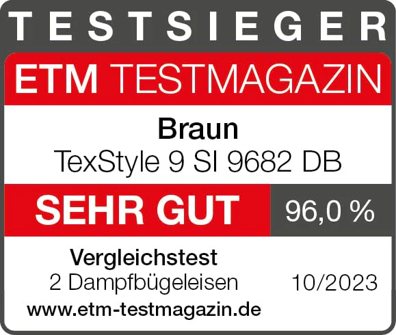 Braun TexStyle 9 SI9682 DB Dampfbügeleisen mit FreeGlide 3D Technologie, Vertikaldampf, Anti-Tropf-Funktion, Selbstreinigungsfunktion, 330 ml Einfüllöffnung, 260 g/min, 3200W, Dunkelblau - Image 6