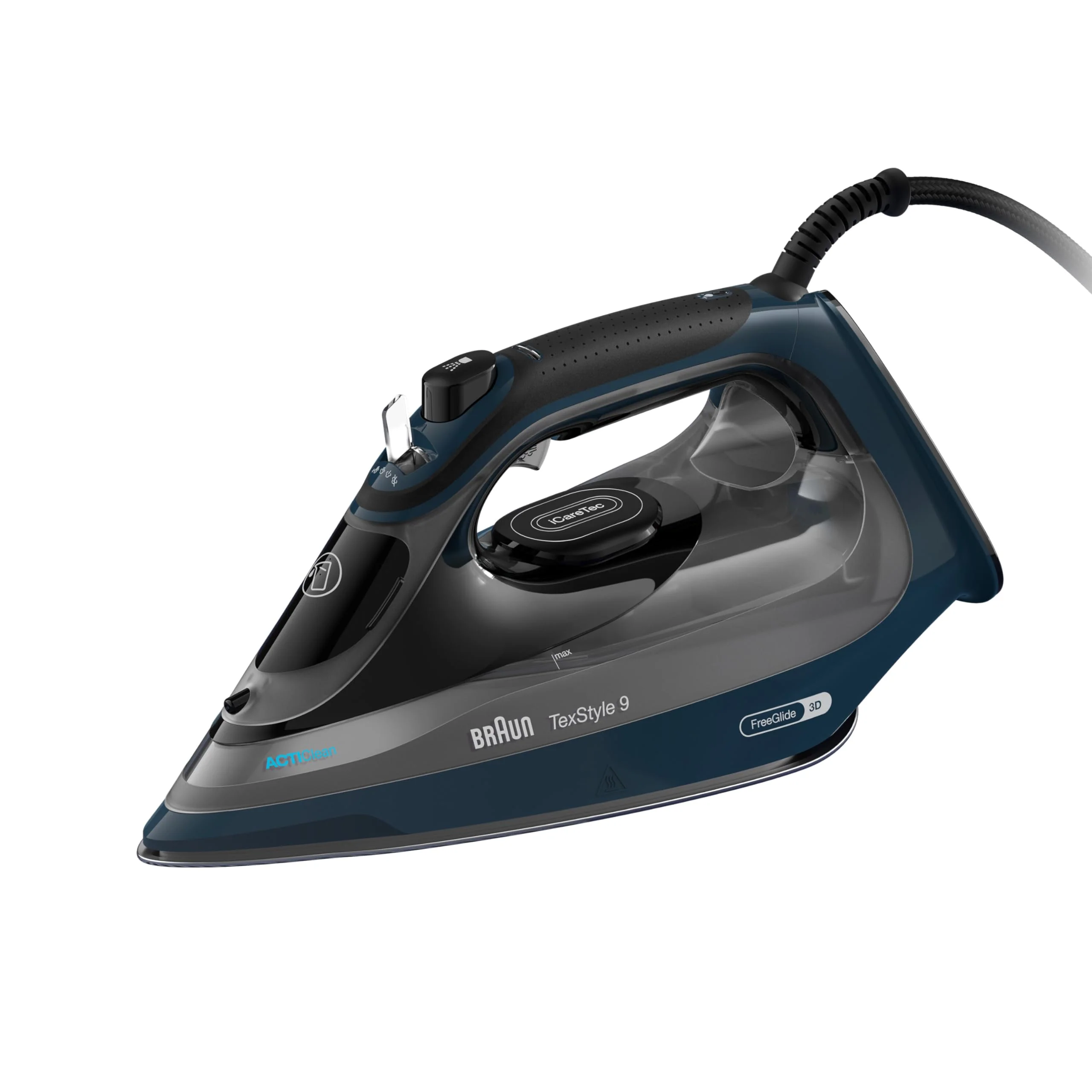 Braun TexStyle 9 SI9682 DB Dampfbügeleisen mit FreeGlide 3D Technologie, Vertikaldampf, Anti-Tropf-Funktion, Selbstreinigungsfunktion, 330 ml Einfüllöffnung, 260 g/min, 3200W, Dunkelblau - Image 7