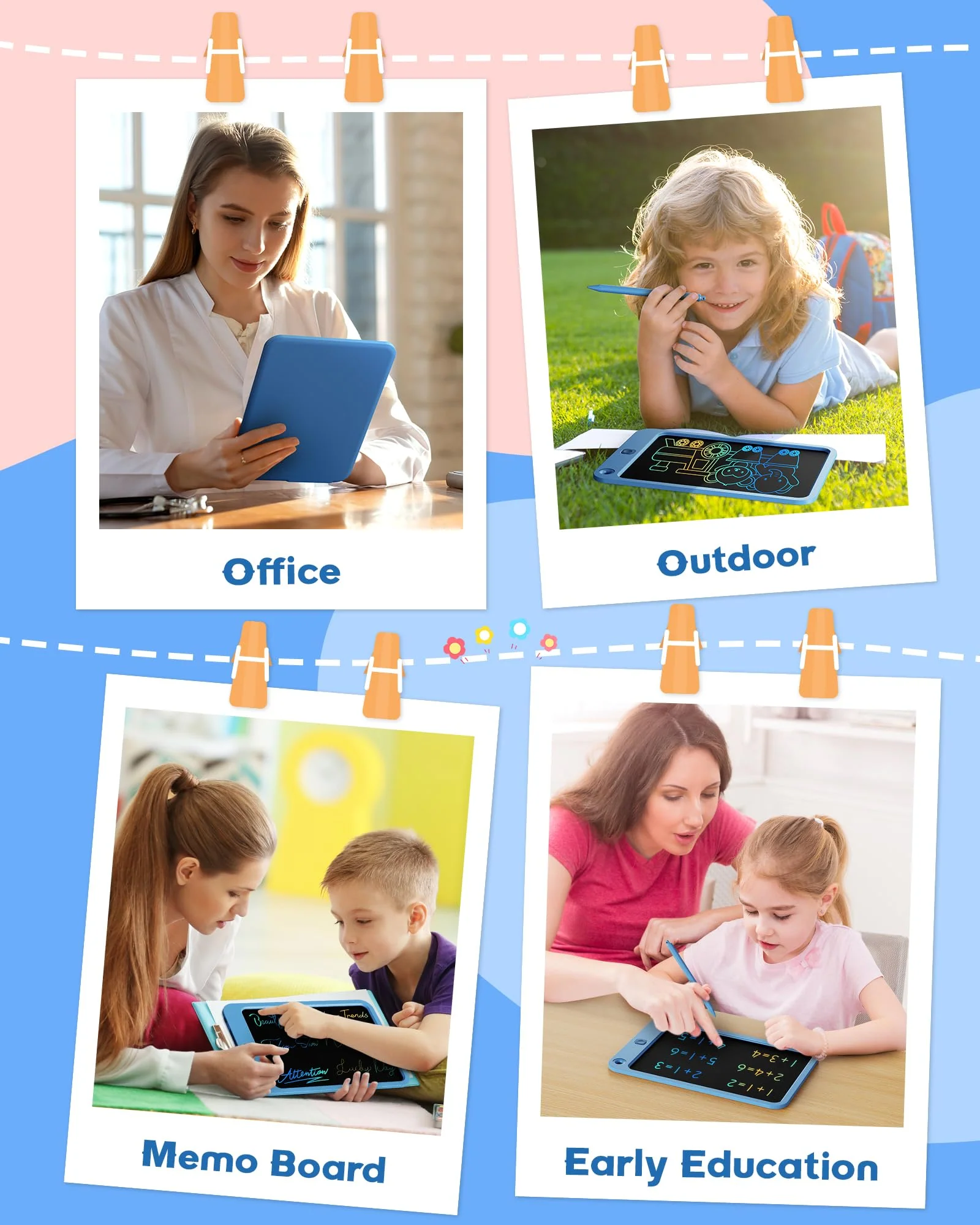 bravokids Kleinkinderspielzeug für Jungen Mädchen 3 4 5 6 7 Jahre alt, 10 Zoll LCD Schreibbrett buntes Doodle Board für Kinder, Zeichentablett Zeichenblöcke (blau) - Image 3