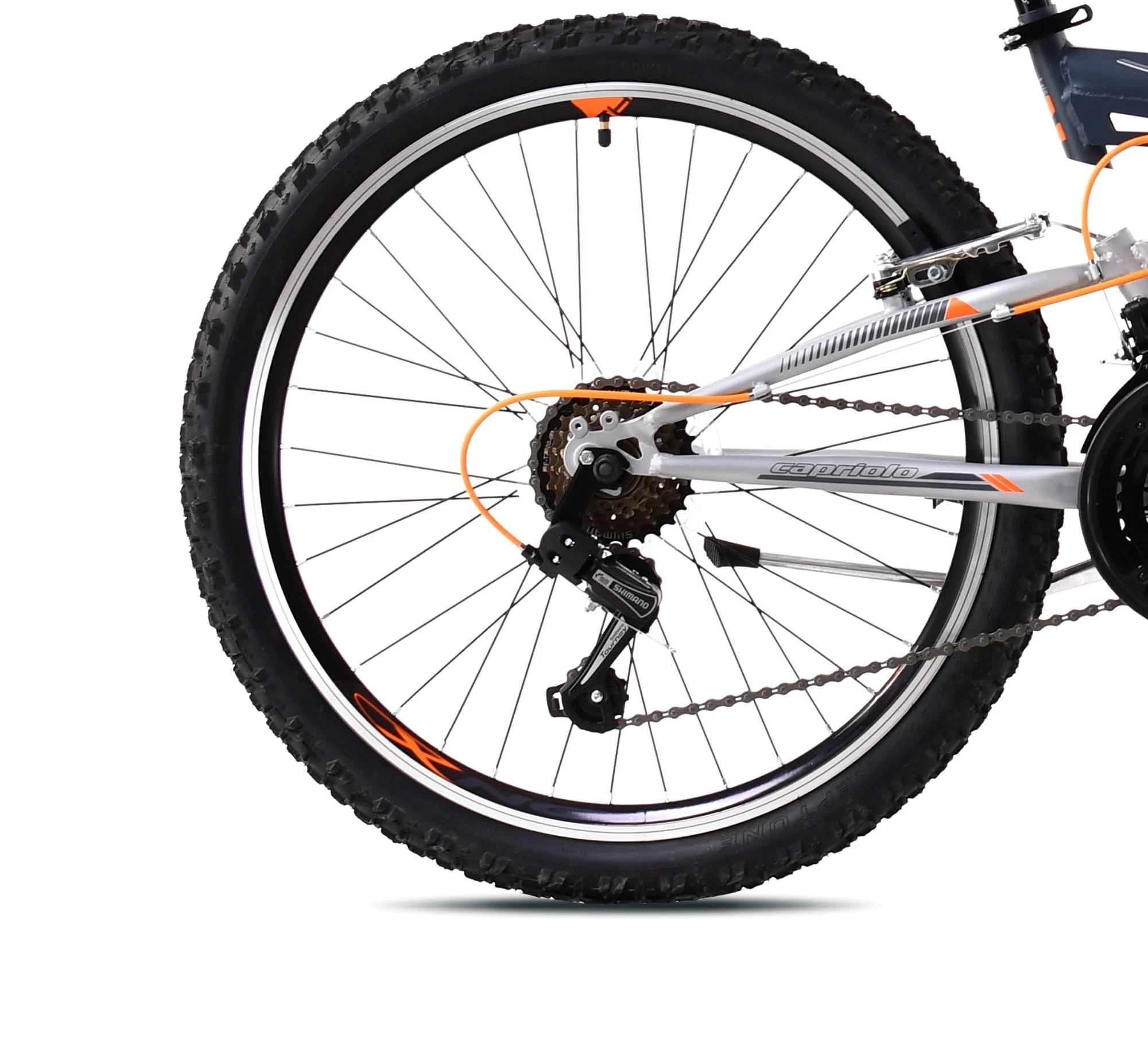 breluxx® 24 Zoll Fullsuspension Mountainbike Capriolo CTX240 FS, 18Gang - grau orange - Image 3