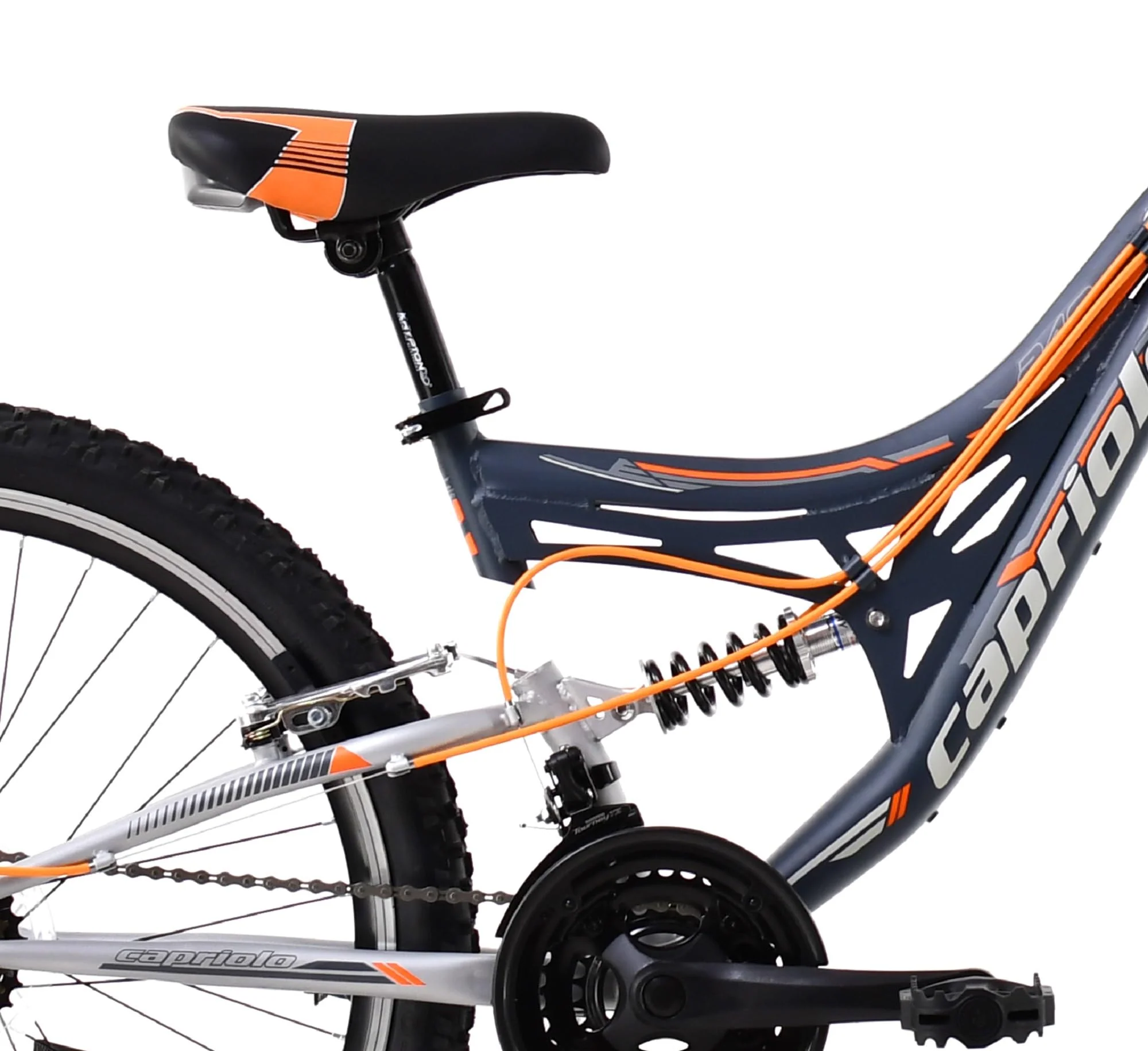 breluxx® 24 Zoll Fullsuspension Mountainbike Capriolo CTX240 FS, 18Gang - grau orange - Image 4