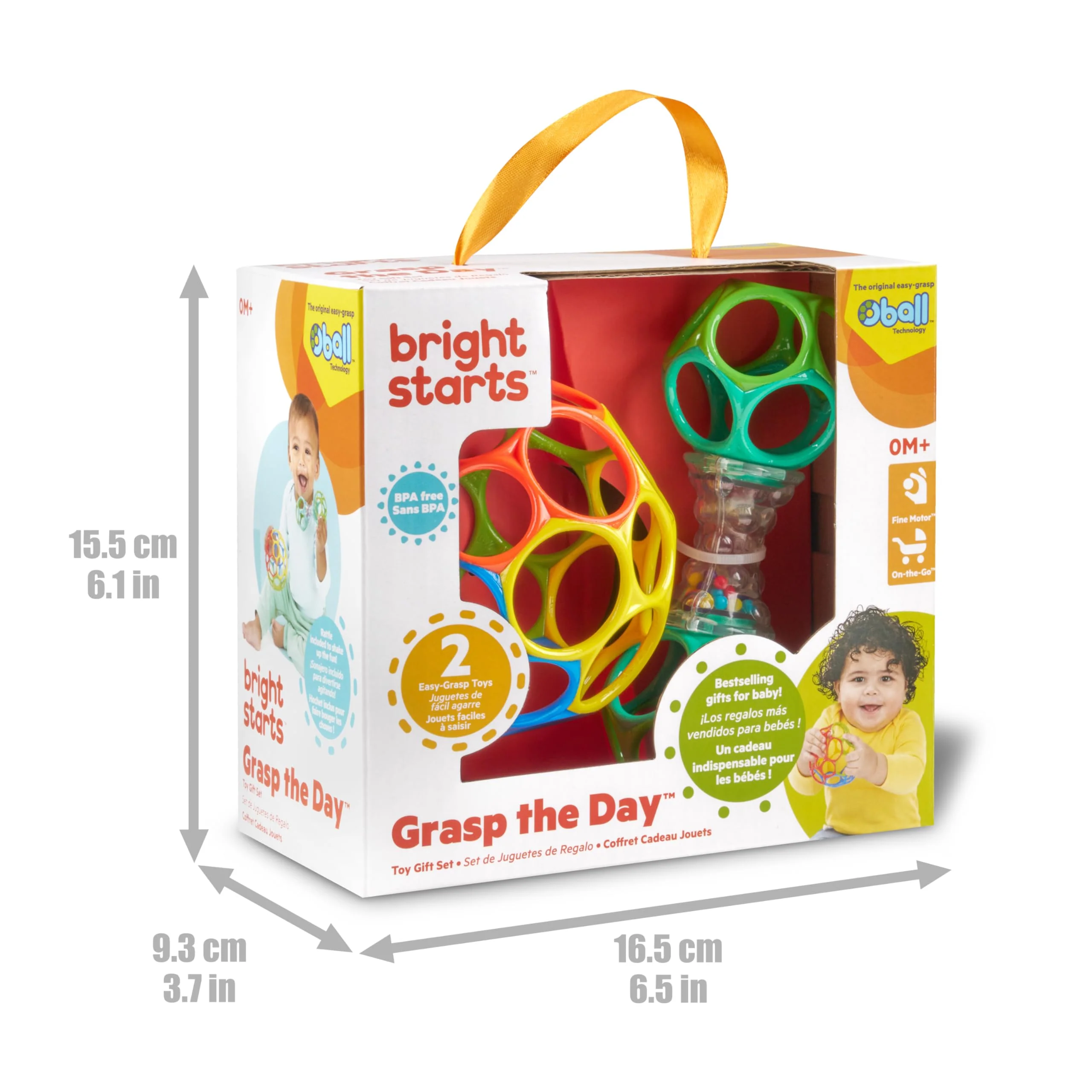 Bright Starts Easy-Grasp Oball Bundle Geschenk-Set - Grasp the Day, Ball und Rasselspielzeug 2er-Pack, BPA-frei, Unisex, Newborn+ - Image 10