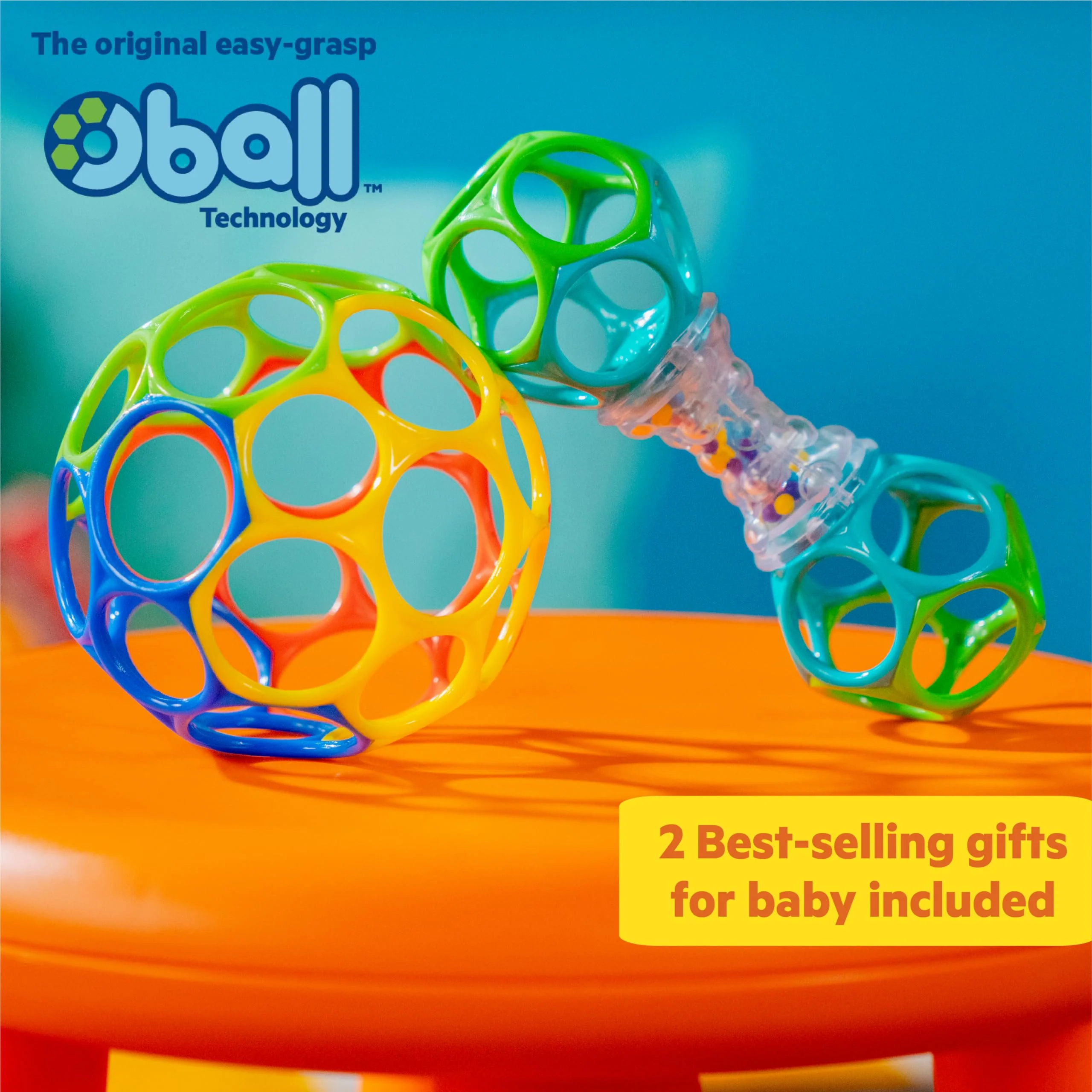Bright Starts Easy-Grasp Oball Bundle Geschenk-Set - Grasp the Day, Ball und Rasselspielzeug 2er-Pack, BPA-frei, Unisex, Newborn+ - Image 5