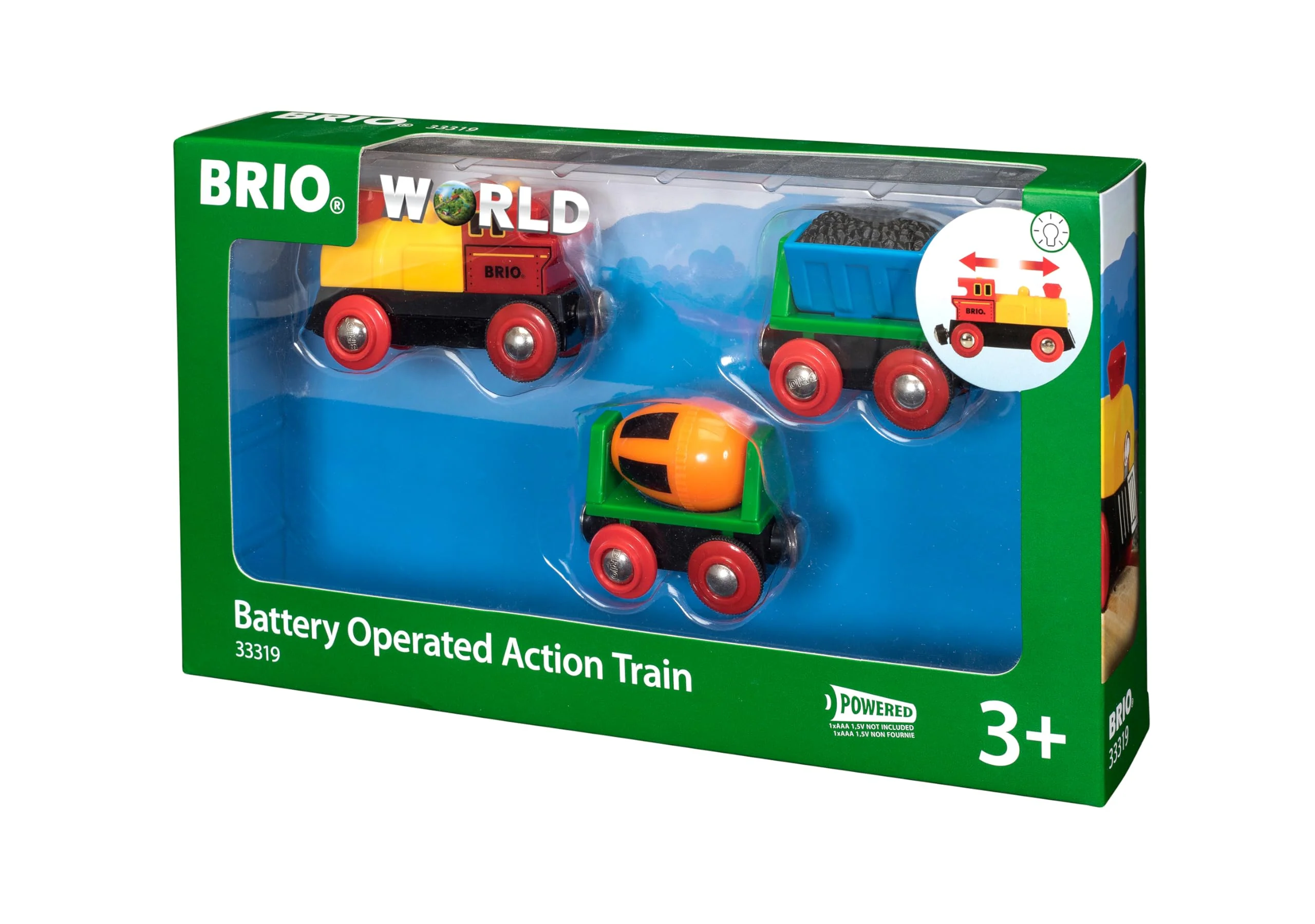 BRIO World 33319 Zug mit Batterielok - Mit beweglichem Kohlewaggon und rotierendem Zementmischer - Geeignet für Kinder ab 3 Jahren - Image 2