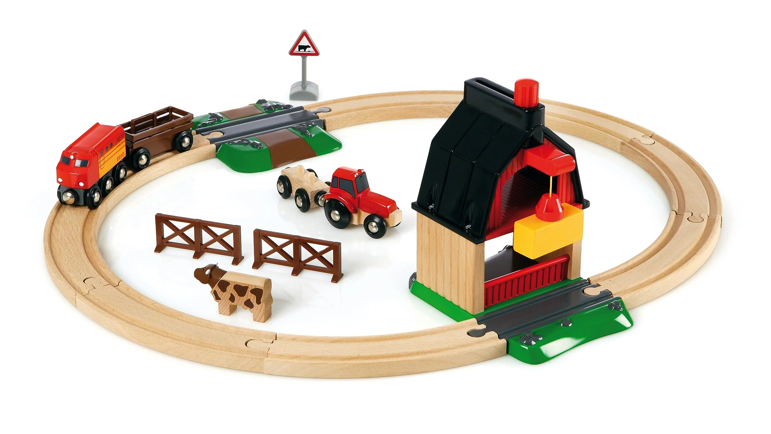 BRIO World 33719 Bahn Bauernhof Set - Holzeisenbahn mit Bauernhof, Tieren und Holzschienen - Kleinkinderspielzeug empfohlen ab 3 Jahren - Image 2
