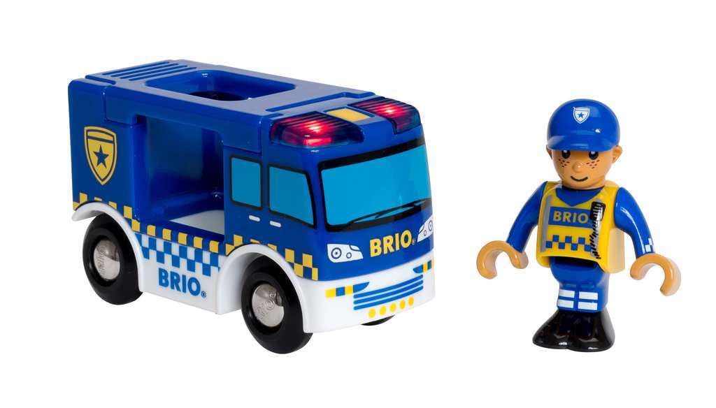 BRIO World - 33825 - Polizeiwagen mit Licht und Sound - Spielzeugzug für Kinder ab 3 Jahren