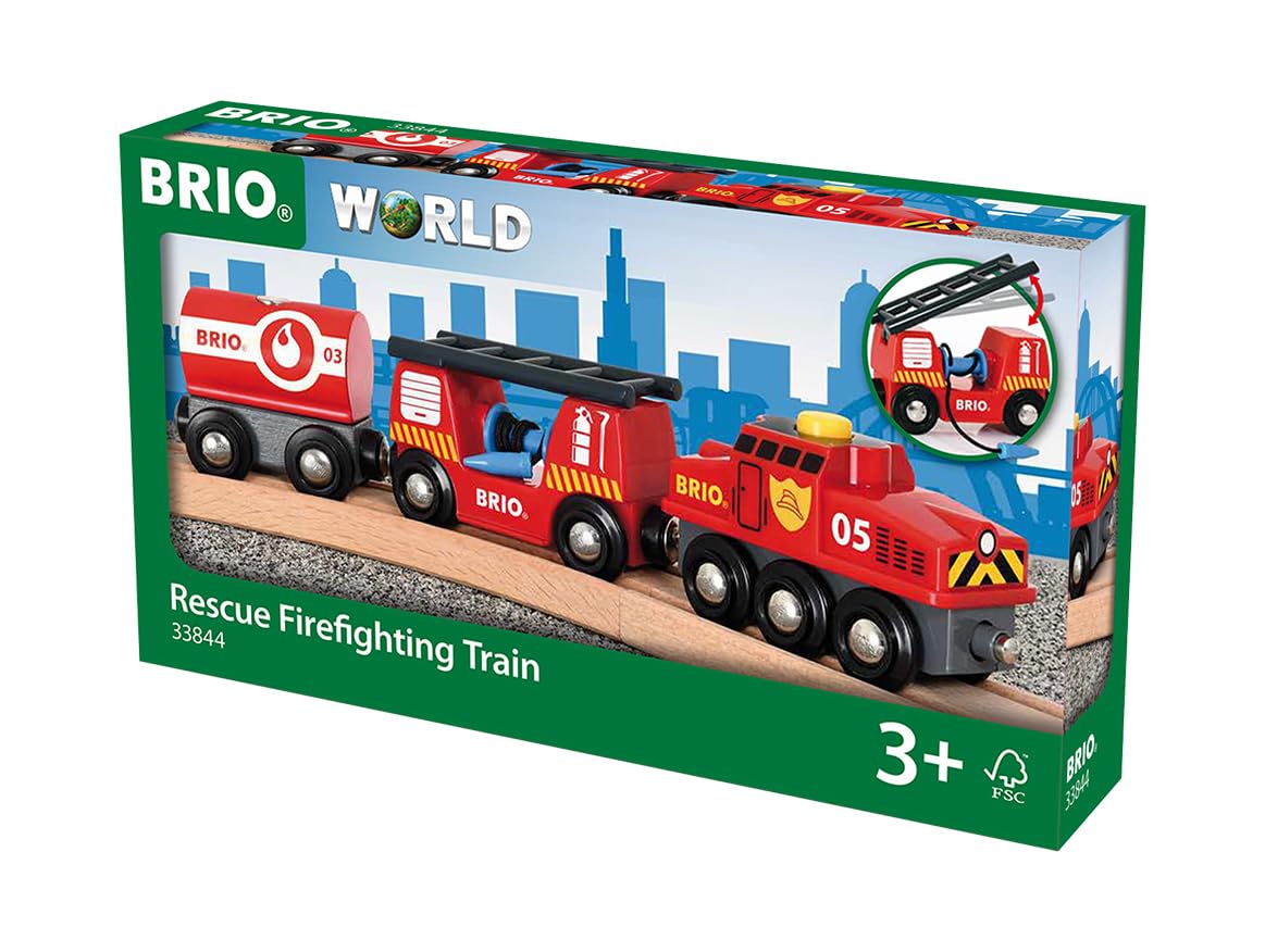 BRIO World 33844 Feuerwehr-Löschzug - Feuerwehrzug mit Feuerwehrschlauch und Wassertank - Kleinkindspielzeug empfohlen ab 3 Jahren - Image 3