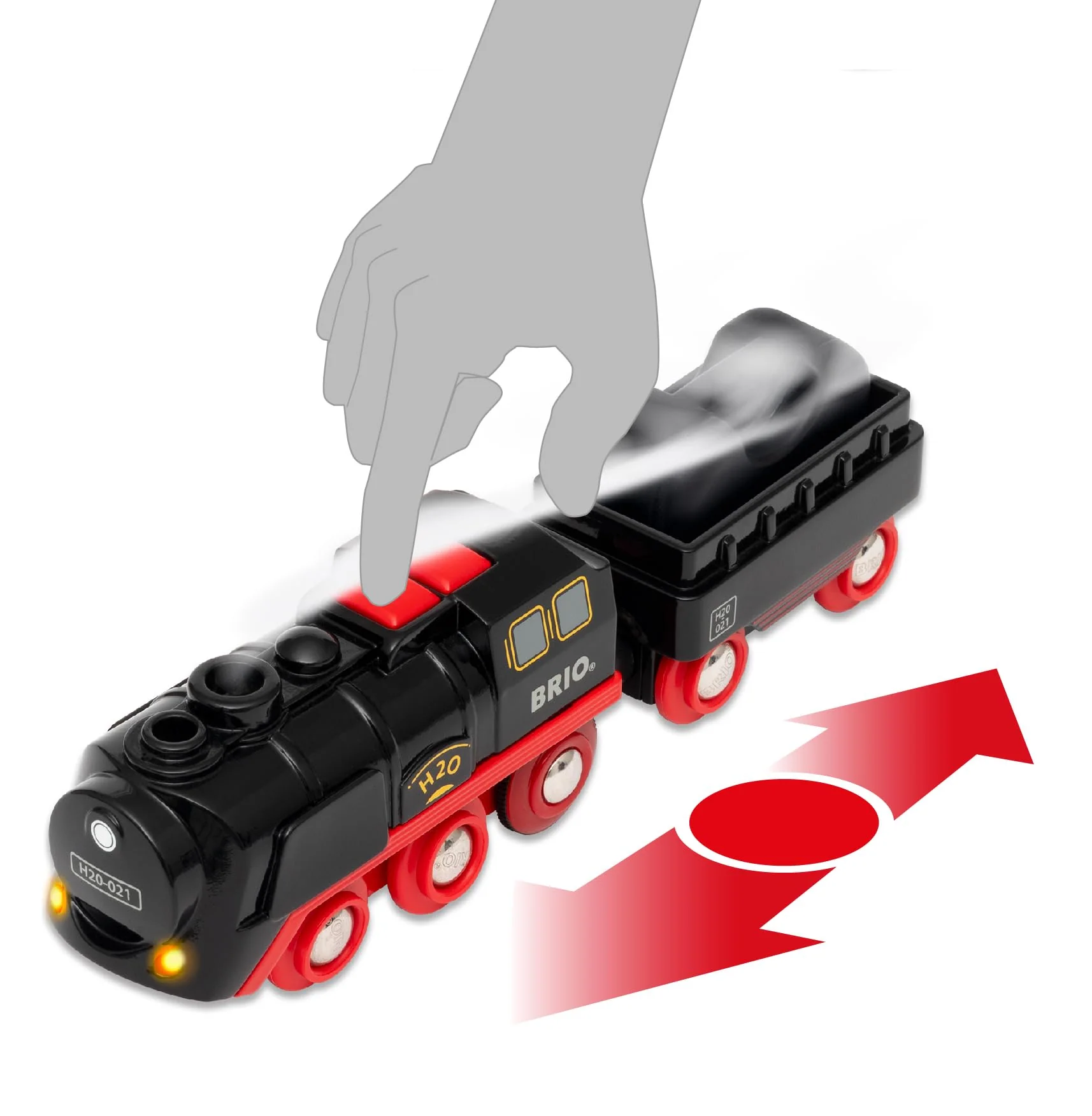 BRIO World 36014 Batterie-Dampflok Weihnachts-Set - Aus dem Schornstein der Lokomotive strömt kalter Wasserdampf - Großes Schienenlayout für eine Rundtour um den Weihnachtsbaum, empfohlen ab 3 Jahren - Image 5