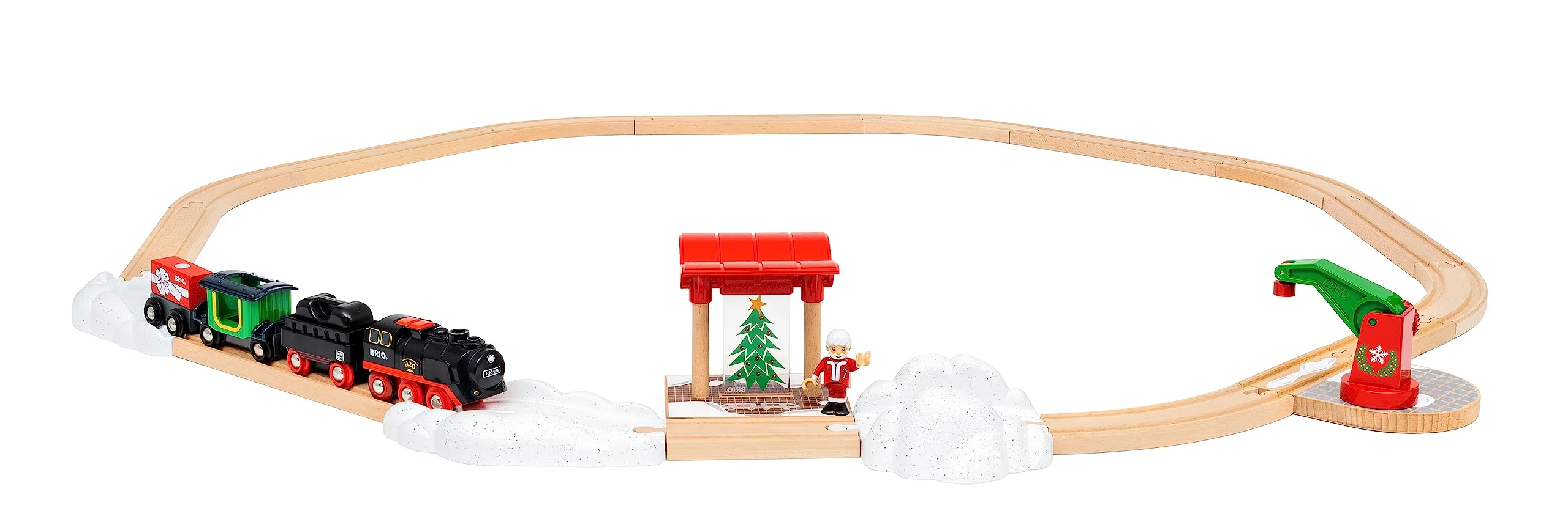 BRIO World 36014 Batterie-Dampflok Weihnachts-Set - Aus dem Schornstein der Lokomotive strömt kalter Wasserdampf - Großes Schienenlayout für eine Rundtour um den Weihnachtsbaum, empfohlen ab 3 Jahren - Image 9