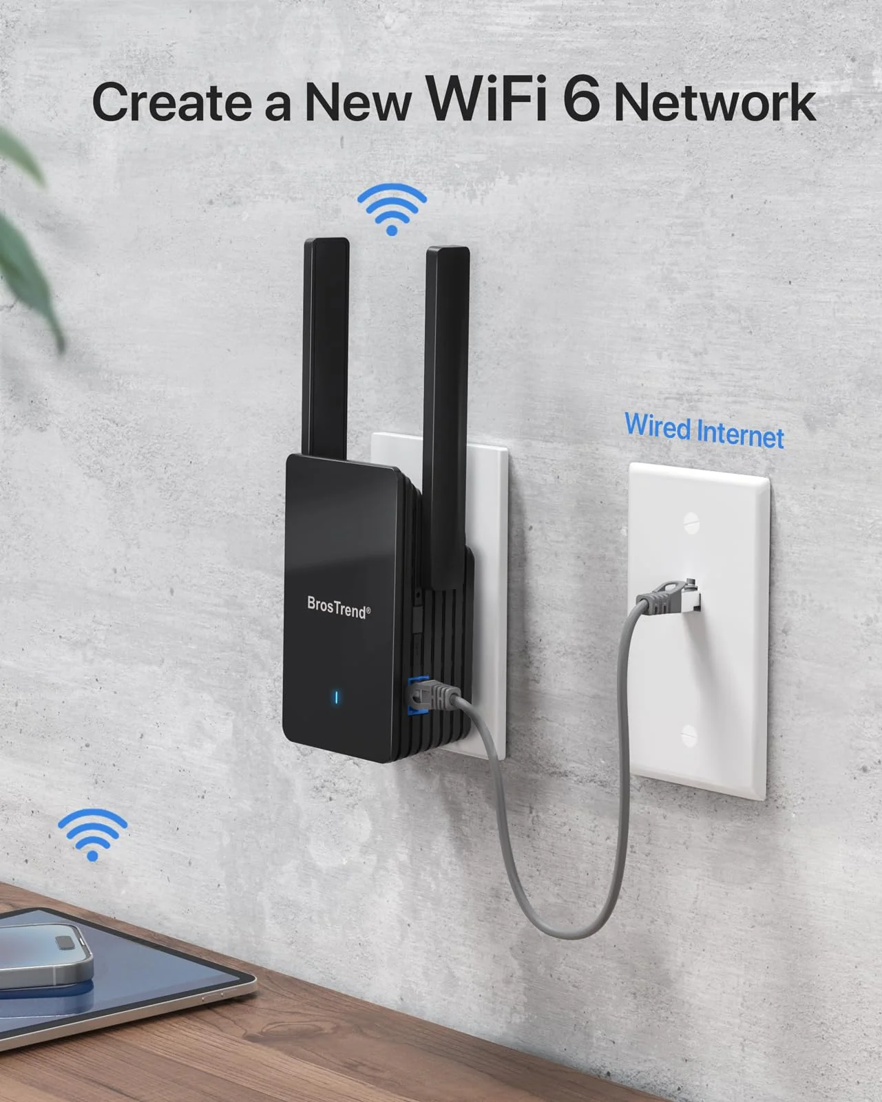 BrosTrend AX3000 Wandstecker AP WLAN Access Point WiFi 6 3000Mbit/s mit Gigabit Port Wireless Access Point LAN bis zu 45 Geräte für PC Smartphone Drucker TV GameConsole etc.(Nicht für Magenta-TV) - Image 4