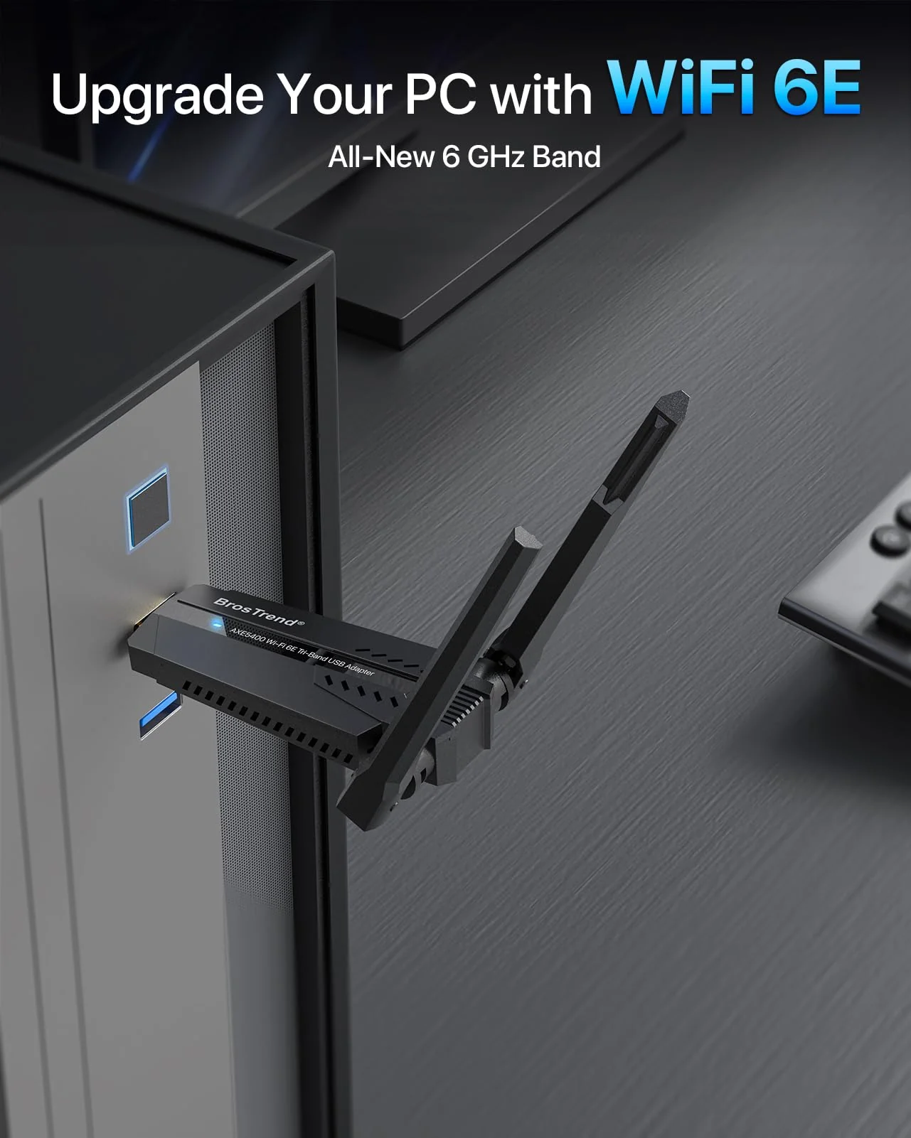 BrosTrend WiFi 6E USB WLAN Stick für PC, AXE5400 WLAN Adapter PC Hohe Reichweite, Tri-Band 6GHz / 5GHz / 2,4GHz WLAN Antenne PC, WLAN Empfänger WiFi 6 WLAN USB, WPA3, MU-MIMO, NUR für Windows 11/10 - Image 4