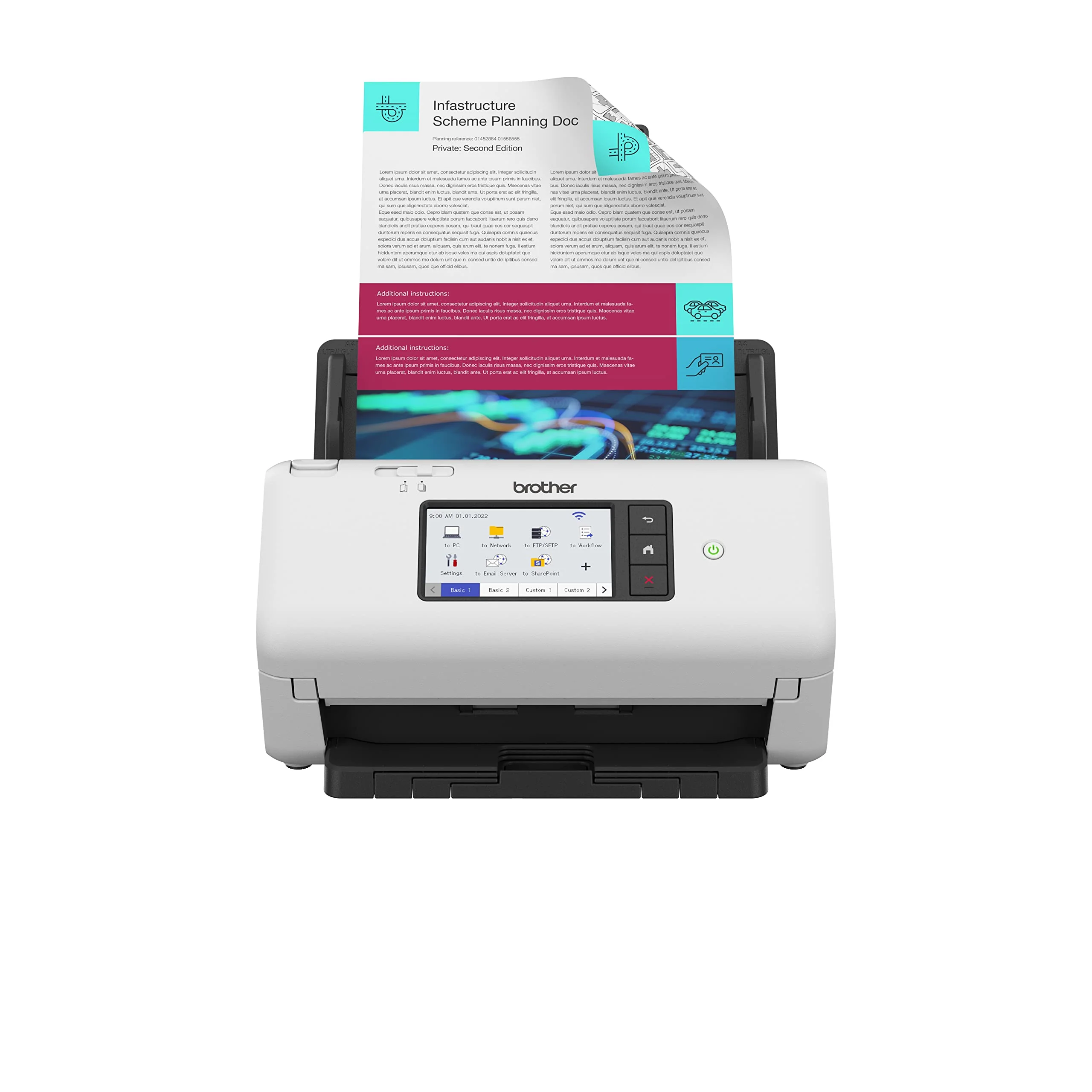 Brother ADS-4700W Professioneller Desktop-Dokumentenscanner, SuperSpeed USB 3.0, 10,9 cm Touchscreen, erweiterte Bildaufnahme, UK-Stecker - Image 7