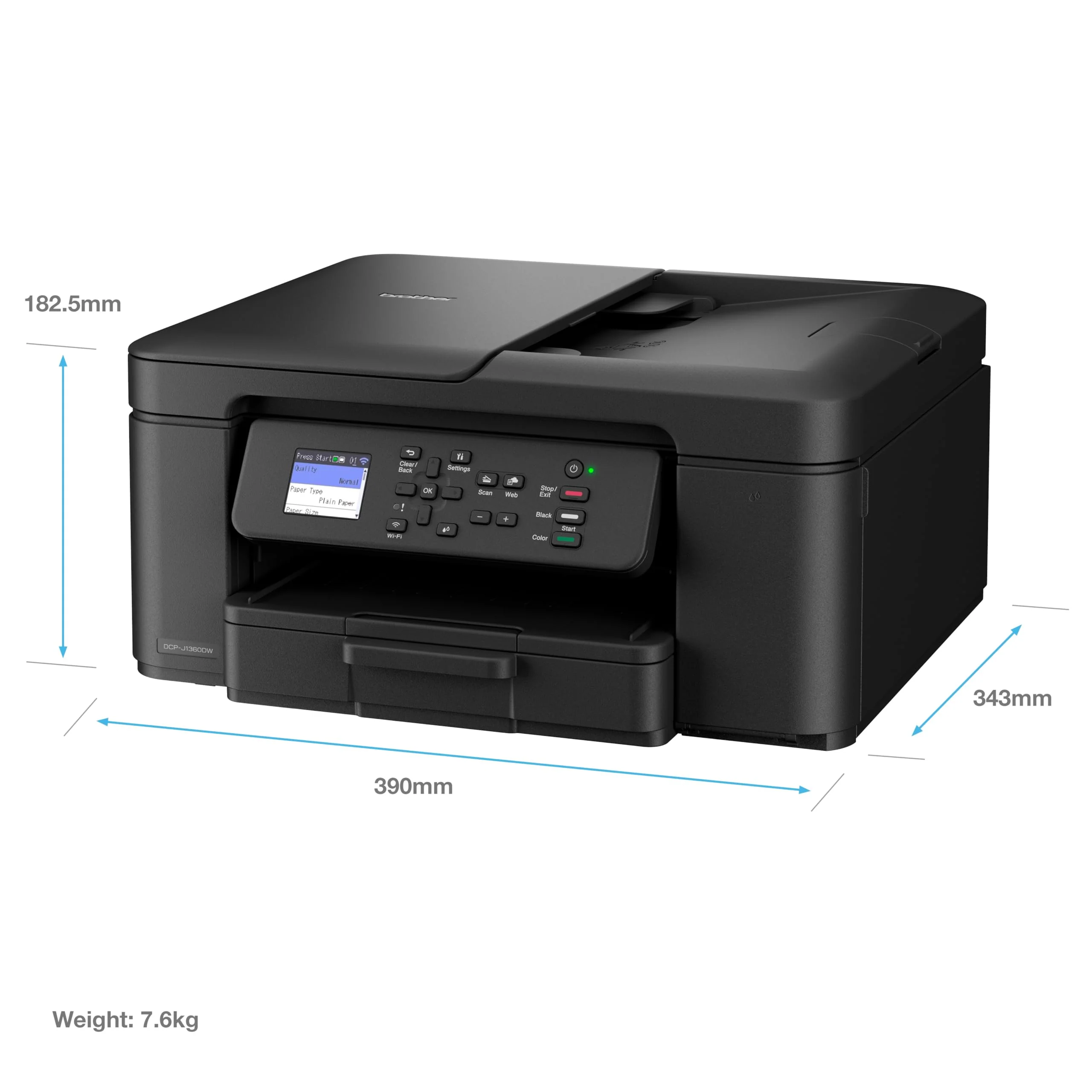 Brother DCP-J1360DW A4 Kabelloser Tintenstrahldrucker | All-in-One (Drucken/Kopieren/Scannen) | WLAN/USB 2.0 | A4 | Duplexdruck | Fotos | Inklusiv Tinte | UK-Stecker - Image 7