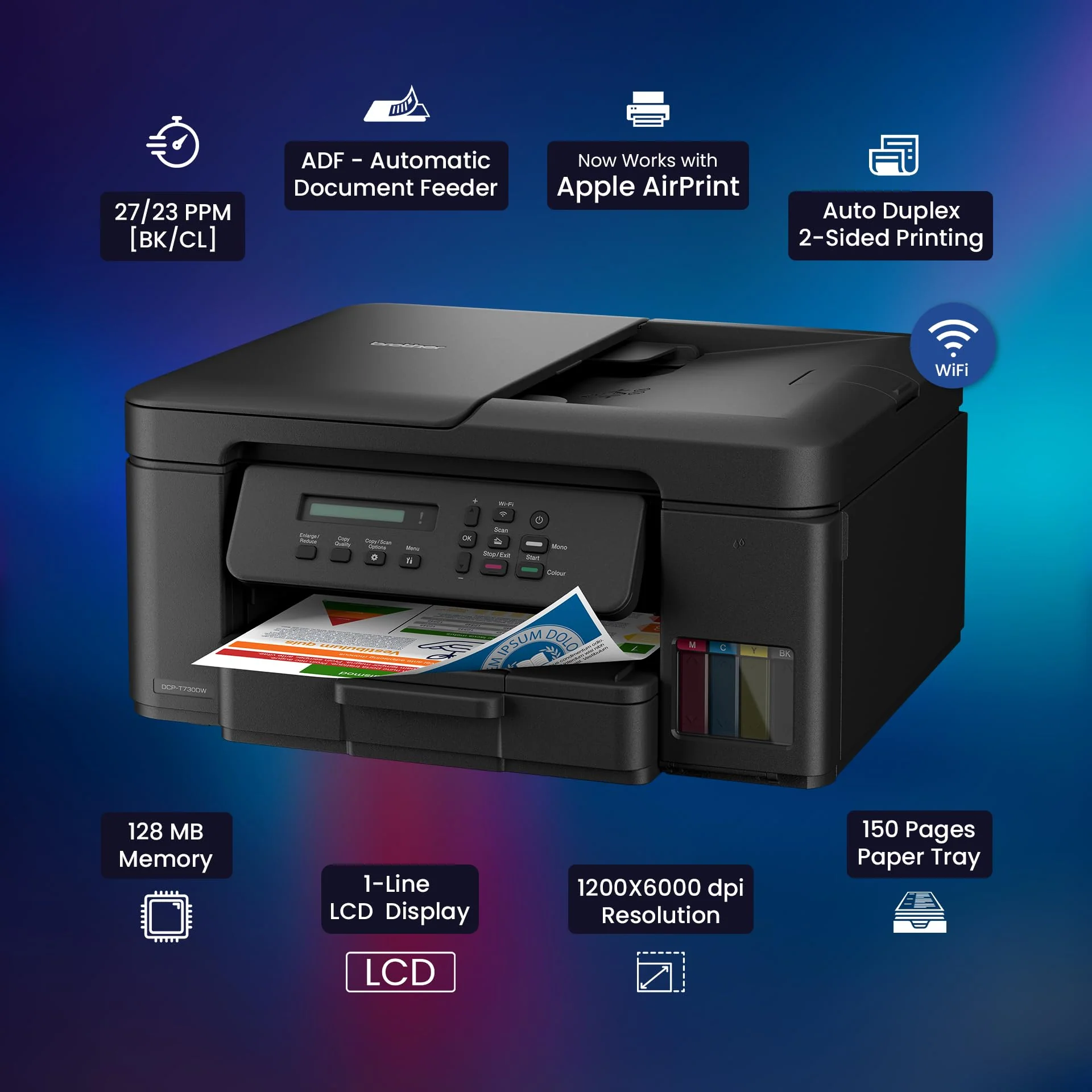 Brother DCP-T730DW 3-in-1 Tintentankdrucker (Drucken, Scannen, Kopieren) mit WLAN, Duplex, ADF - Image 5