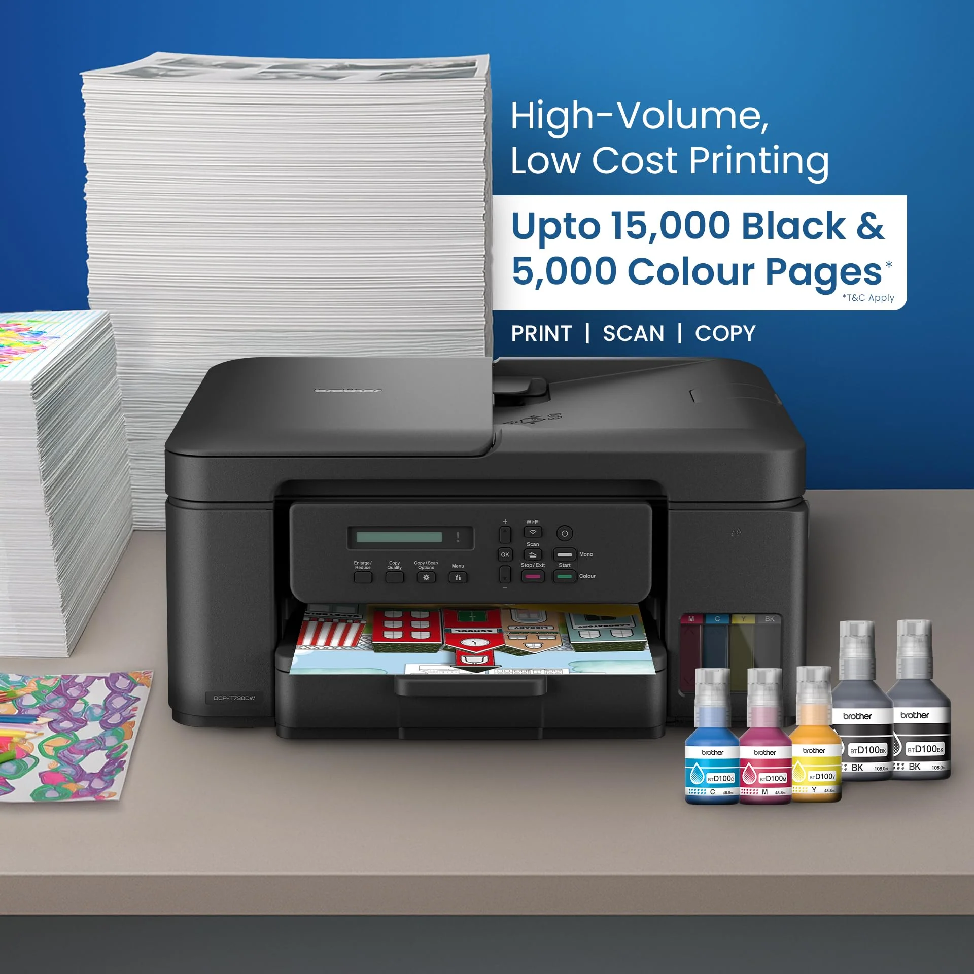 Brother DCP-T730DW 3-in-1 Tintentankdrucker (Drucken, Scannen, Kopieren) mit WLAN, Duplex, ADF - Image 9