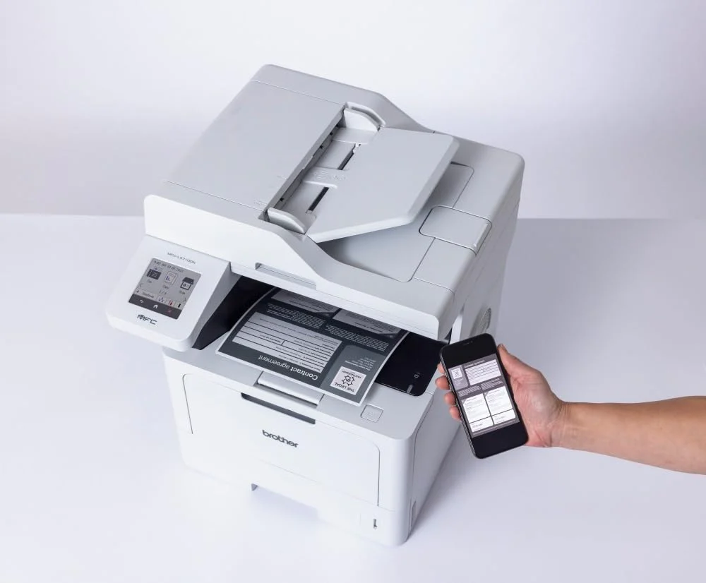 Brother MFC-L5710DN 4-in-1 Mulifunktionsdrucker schwarz weiß (A4, 48 Seiten/Min., 1.200x1.200 DPI, LAN, Duplex-ADF, 250 Blatt Papierkassette) weiß/grau - Image 4