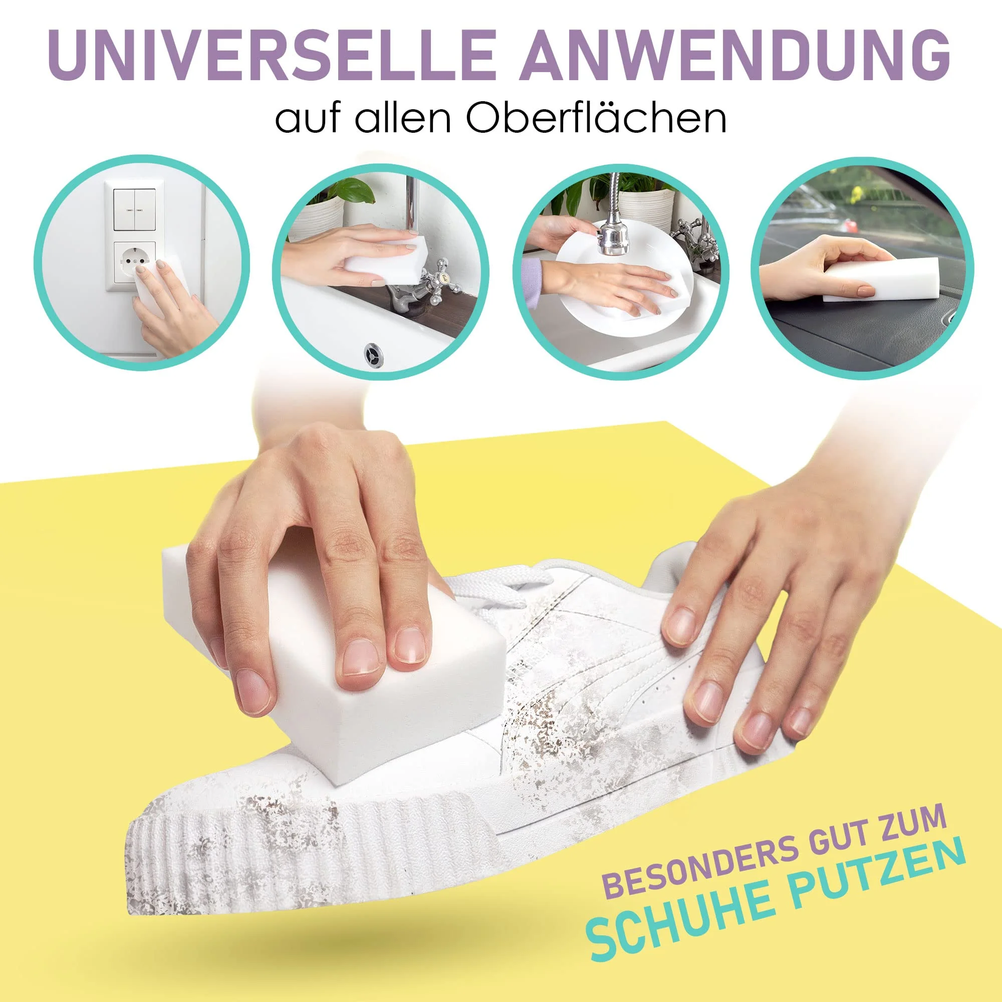 BROX® Schmutzradierer – 18x Schwamm – Radierschwamm für Haushalt, Auto & Schuhe – Robuster Zauberschwamm Magic Eraser für alle Arten von Flecken - Image 6