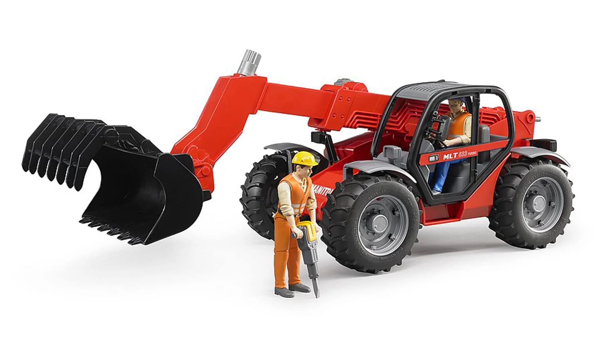bruder 02125 - Manitou Teleskoplader MLT 633 - 1:16 Fahrzeuge, Baufahrzeug, Baumaschine, Stapler, Radlader, Spielzeug - Image 7