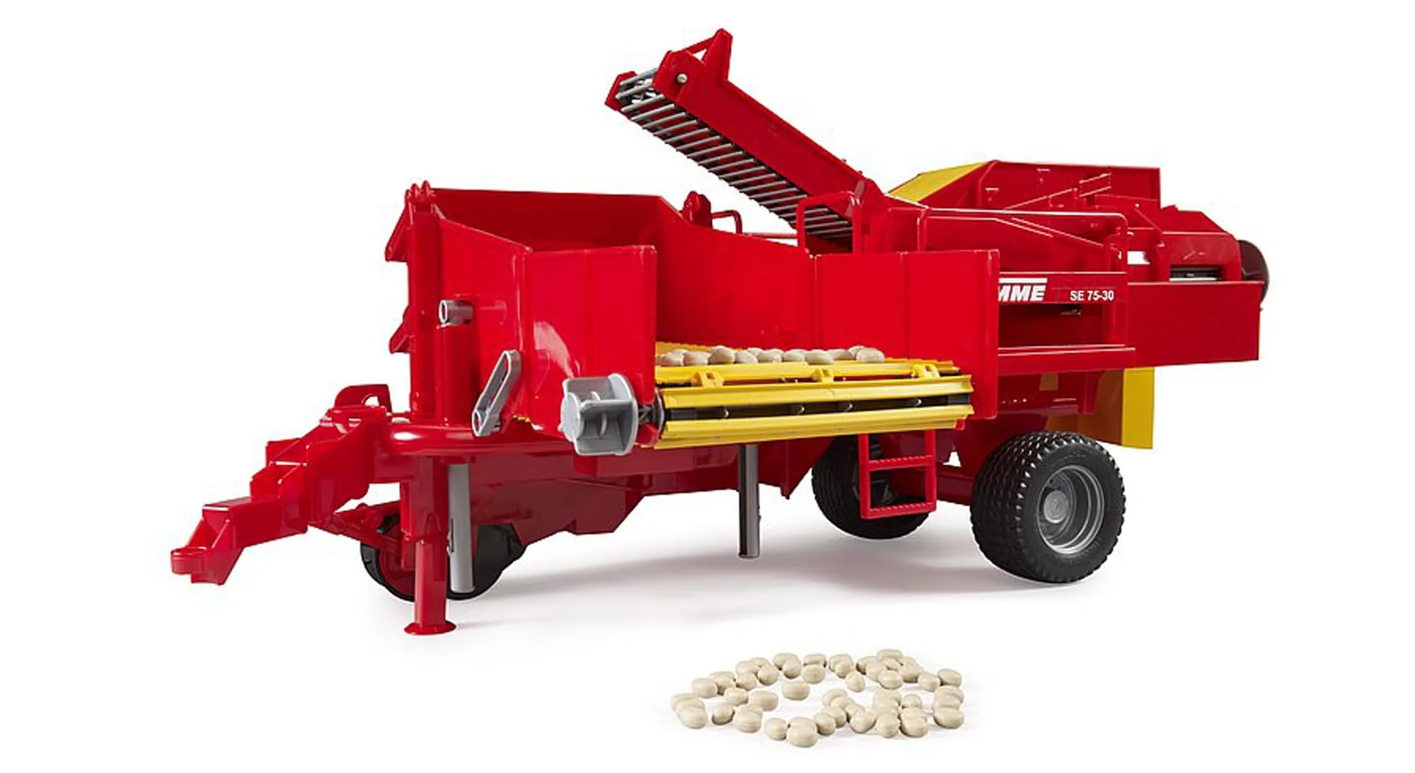bruder 02130 - Grimme SE 75-30 Kartoffelvollernter mit 80 Kartoffelimitaten - 1:16 Erntemaschine Anhänger Traktor Kartoffelernter - Image 5
