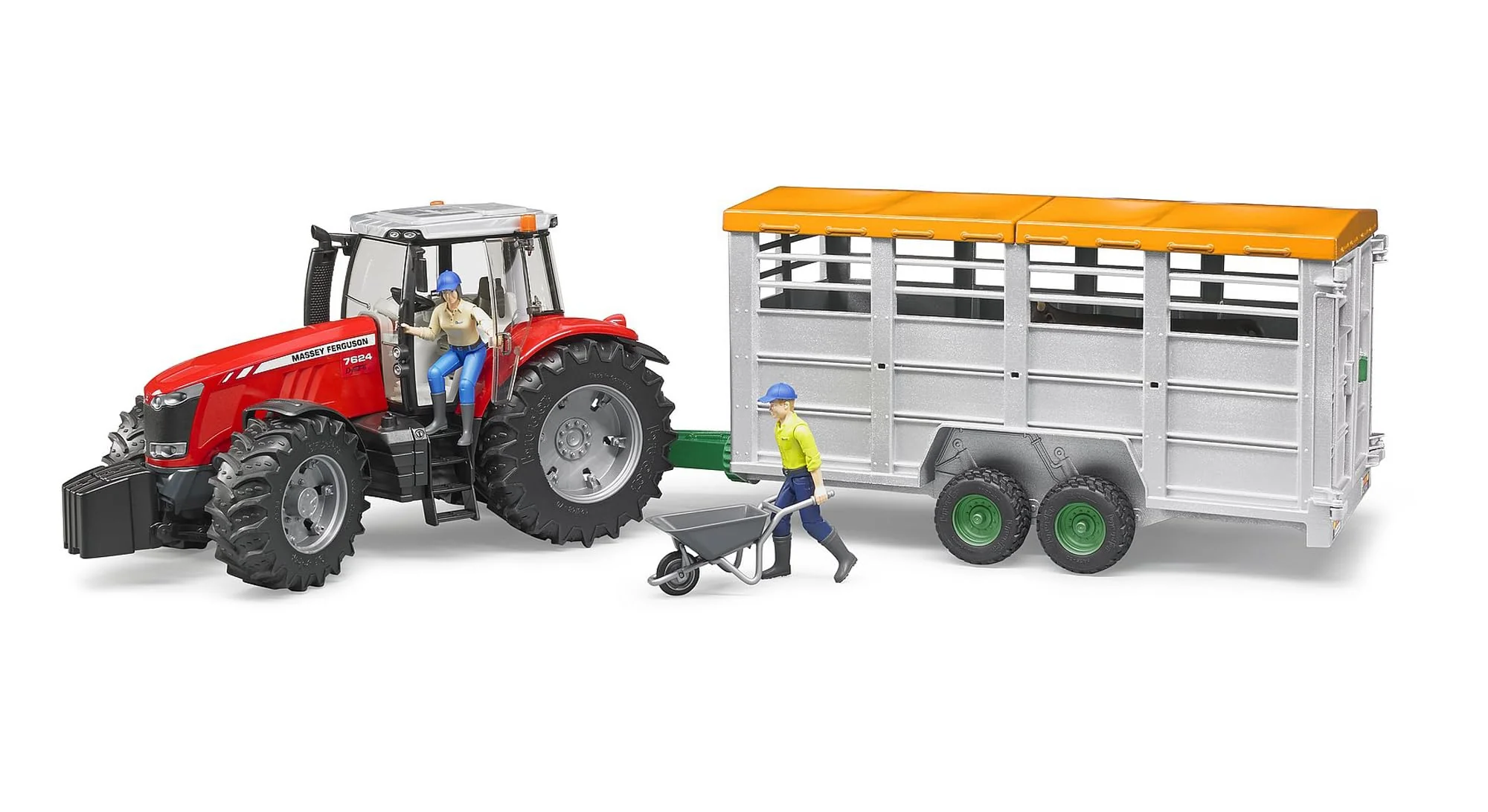 bruder 02227 - Viehtransportanhänger mit 1 Kuh - 1:16 Tiertransporter, Anhänger, Landwirtschaft, Bauernhof, LKW, Spielzeug - Image 2