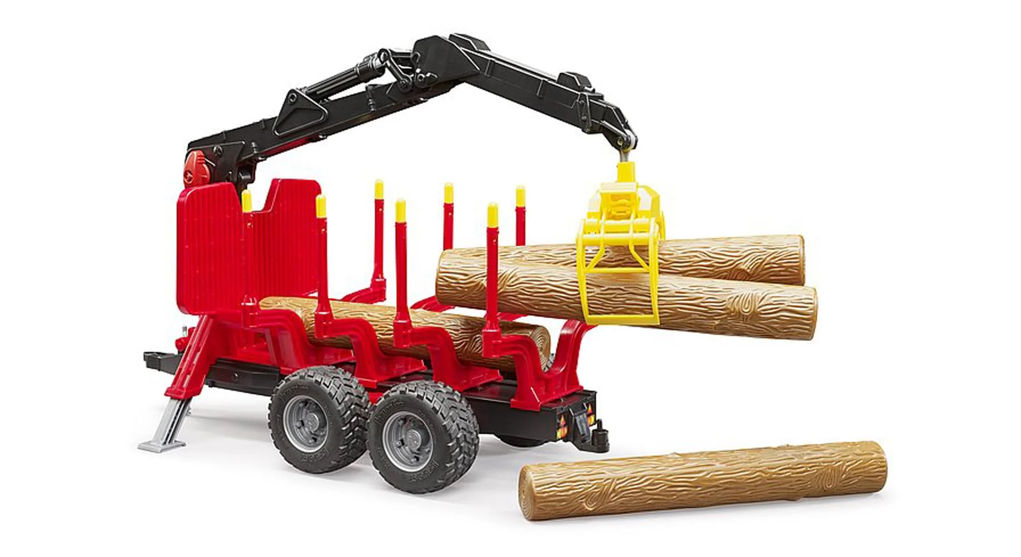 bruder 02252 - Rückeanhänger mit Ladekran, 4 Baumstämmen & Holzgreifer - 1:16 Fahrzeuge, Anhänger, Forstwirtschaft, Waldarbeit, Bäume, Holzwagen, Kran, Lader, Förster - Image 4
