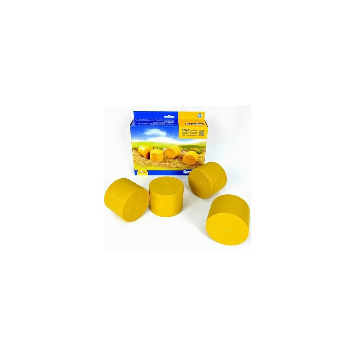 bruder 02344 - Zubehör 4 Rundballen, ockerbraun - 1:16 Zubehör Ballenwickler Ballenpresse Bauernhof Landwirtschaft Mähdrescher - Image 3