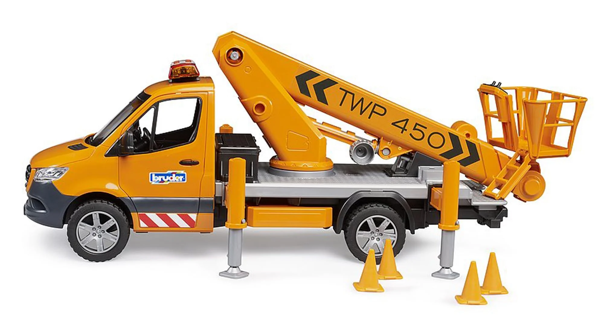 bruder 02679 - MB Sprinter mit Arbeitsbühne und Light & Sound Modul - 1:16 Baustellenfahrzeuge, Transporter, LKW, Bauarbeiter, Spielzeug ab 4 Jahre - Image 2