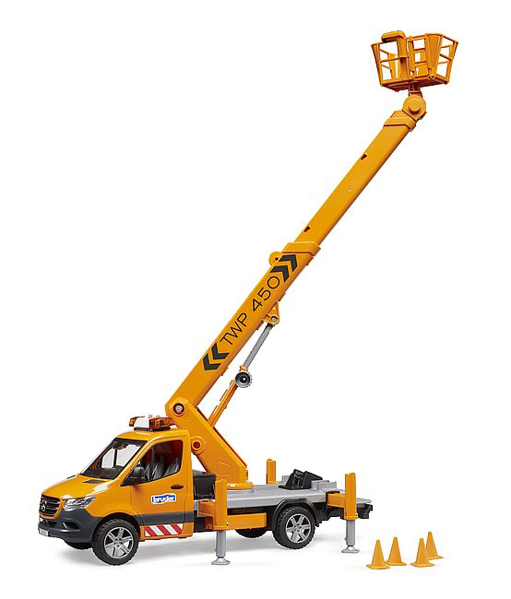 bruder 02679 - MB Sprinter mit Arbeitsbühne und Light & Sound Modul - 1:16 Baustellenfahrzeuge, Transporter, LKW, Bauarbeiter, Spielzeug ab 4 Jahre - Image 5