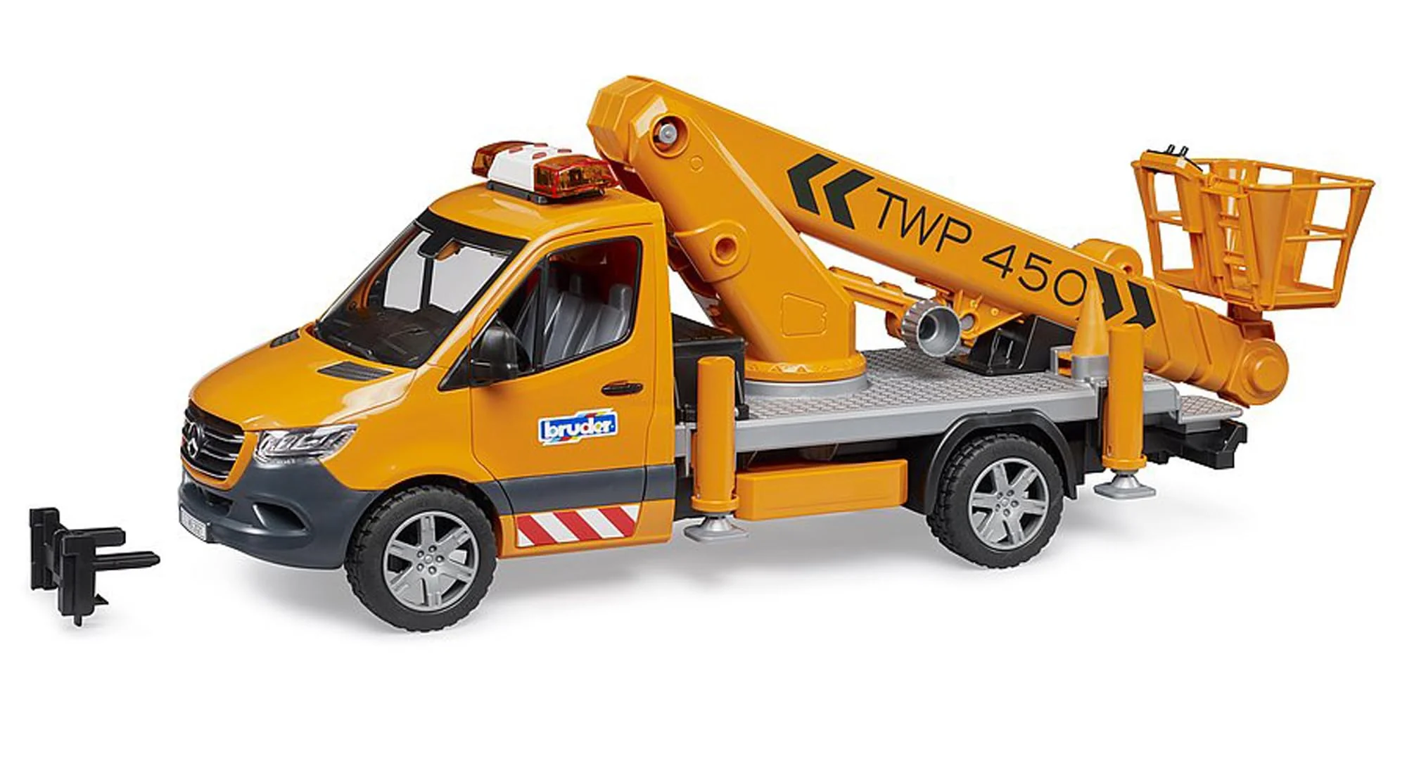 bruder 02679 - MB Sprinter mit Arbeitsbühne und Light & Sound Modul - 1:16 Baustellenfahrzeuge, Transporter, LKW, Bauarbeiter, Spielzeug ab 4 Jahre - Image 6