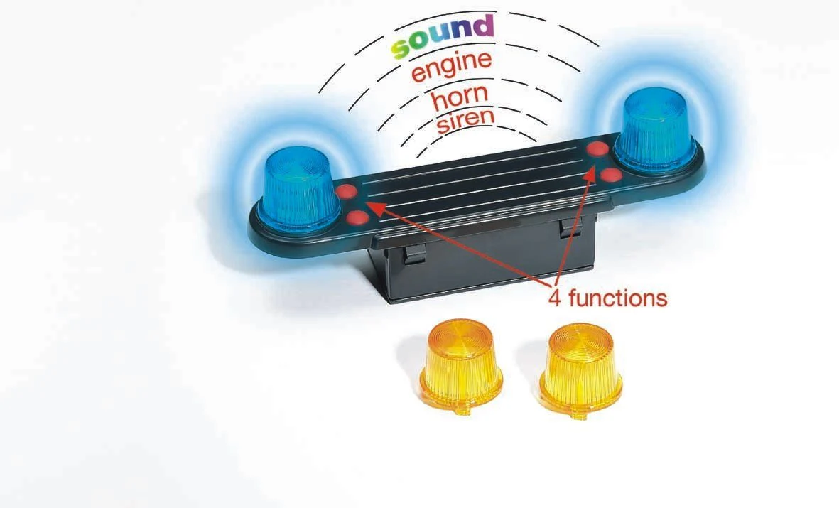 bruder 02801 - Zubehör Light & Sound Modul Trucks mit 4 Funktionen, Batterien - 1:16 Motorengeräusch Polizei-Sirene Feuerwehr Rettungsdienst LKW Abschlepper Sprinter Müllabfuhr Schneeräumer - Image 7