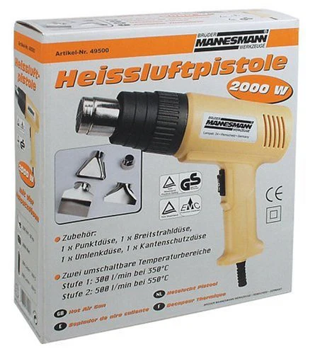 Brüder Mannesmann Heissluftgebläse, 2.000 Watt, mit 4-teiligem Zubehör | M49500 - Image 2