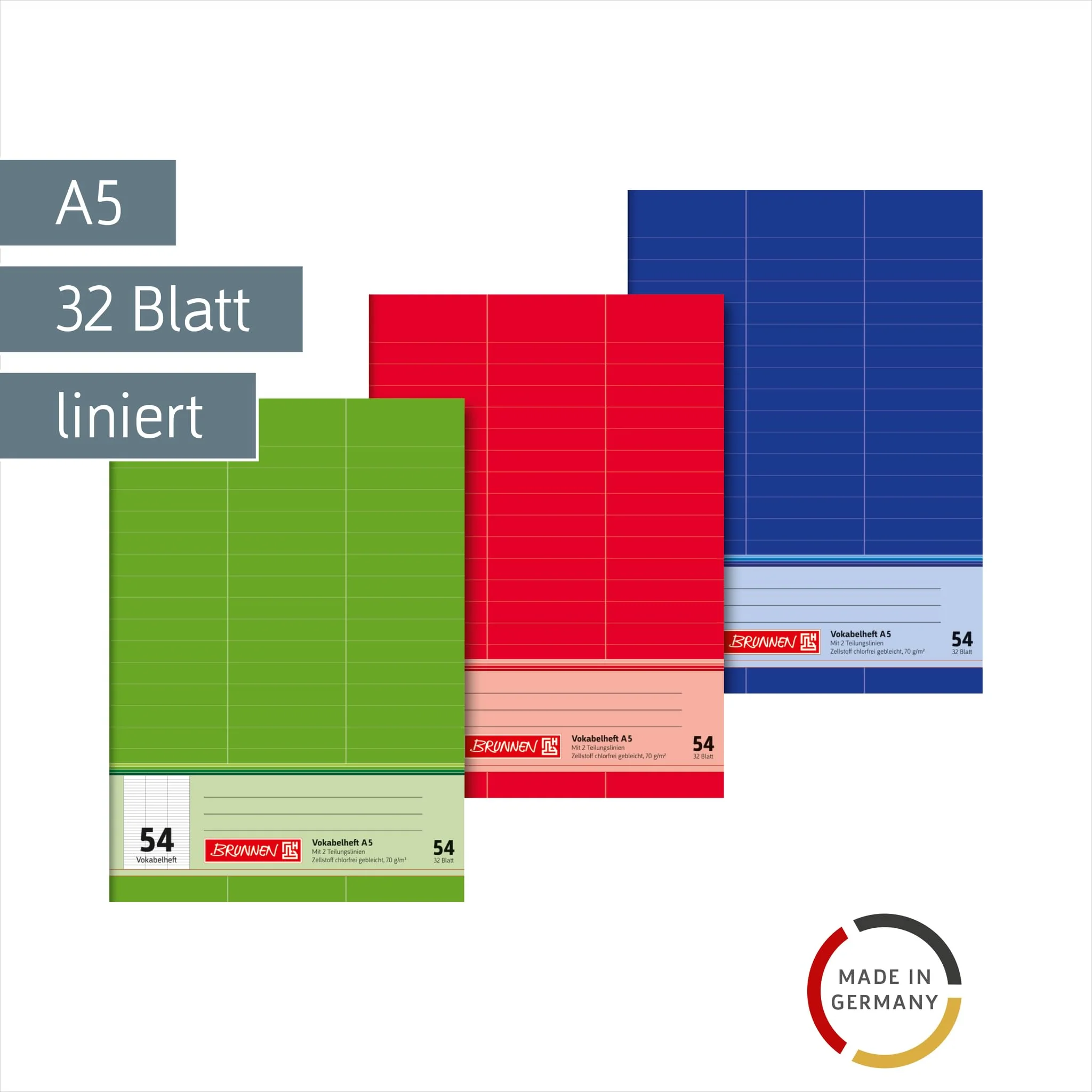 BRUNNEN Vokabelheft | A5, Lineatur 54, 32 Blatt, sortiert - Image 3
