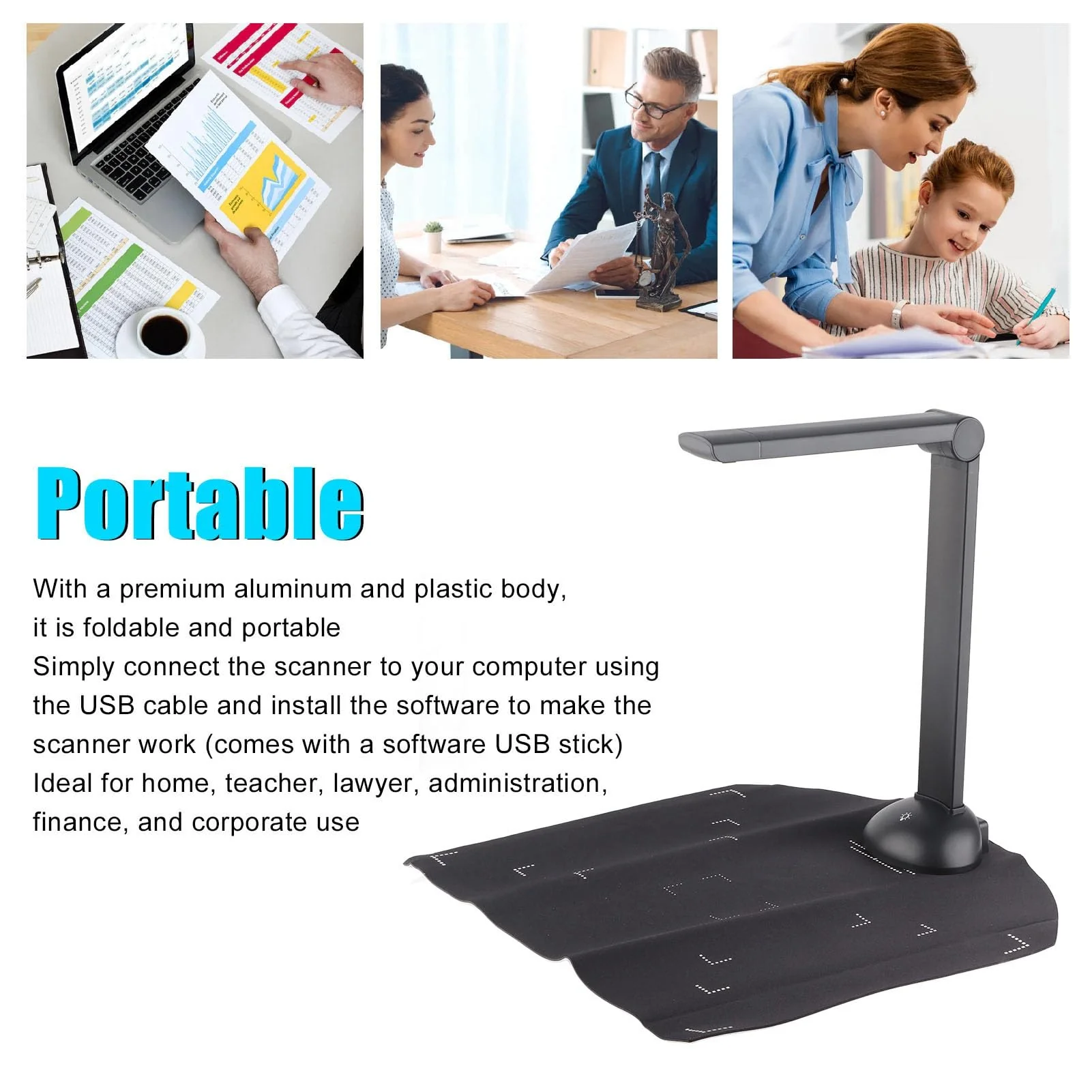 Buchscanner-Kamera, 10 MP, Mehrsprachige OCR-Echtzeitprojektion, A3, A4, Faltbar, Tragbar, USB-Dokumentenkamera, Professionelles Zubehör - Image 4