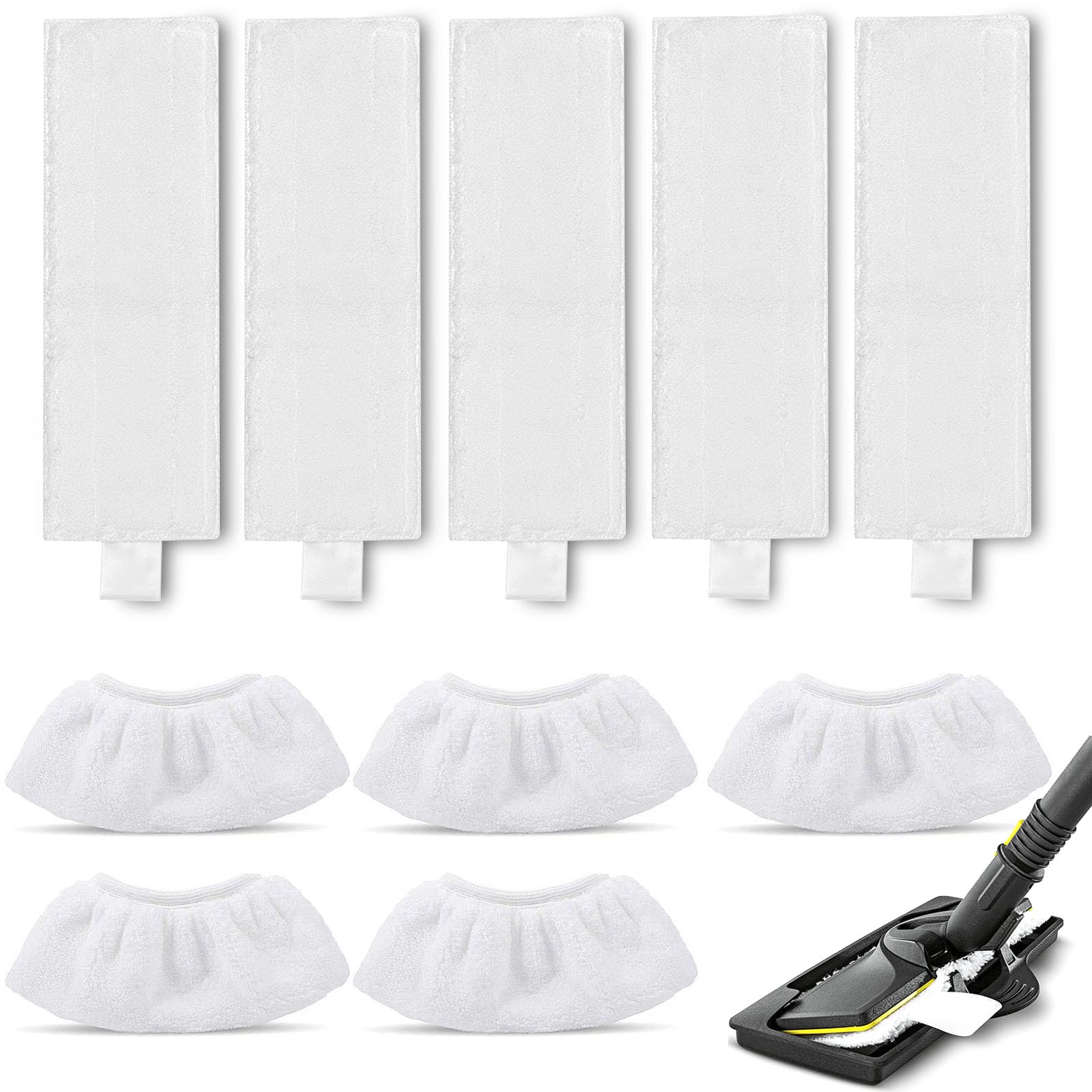 BUCOMTU 10 Stück Mikrofaser-Tuchset Waschbar Microfiber Cloth Kompatibel für Kärcher Dampfreiniger EasyFix SC 2, SC 3, SC 4, SC 5 Zubehör Ersatztücher,5 Bodendüse+5 Handdüse - Image 5