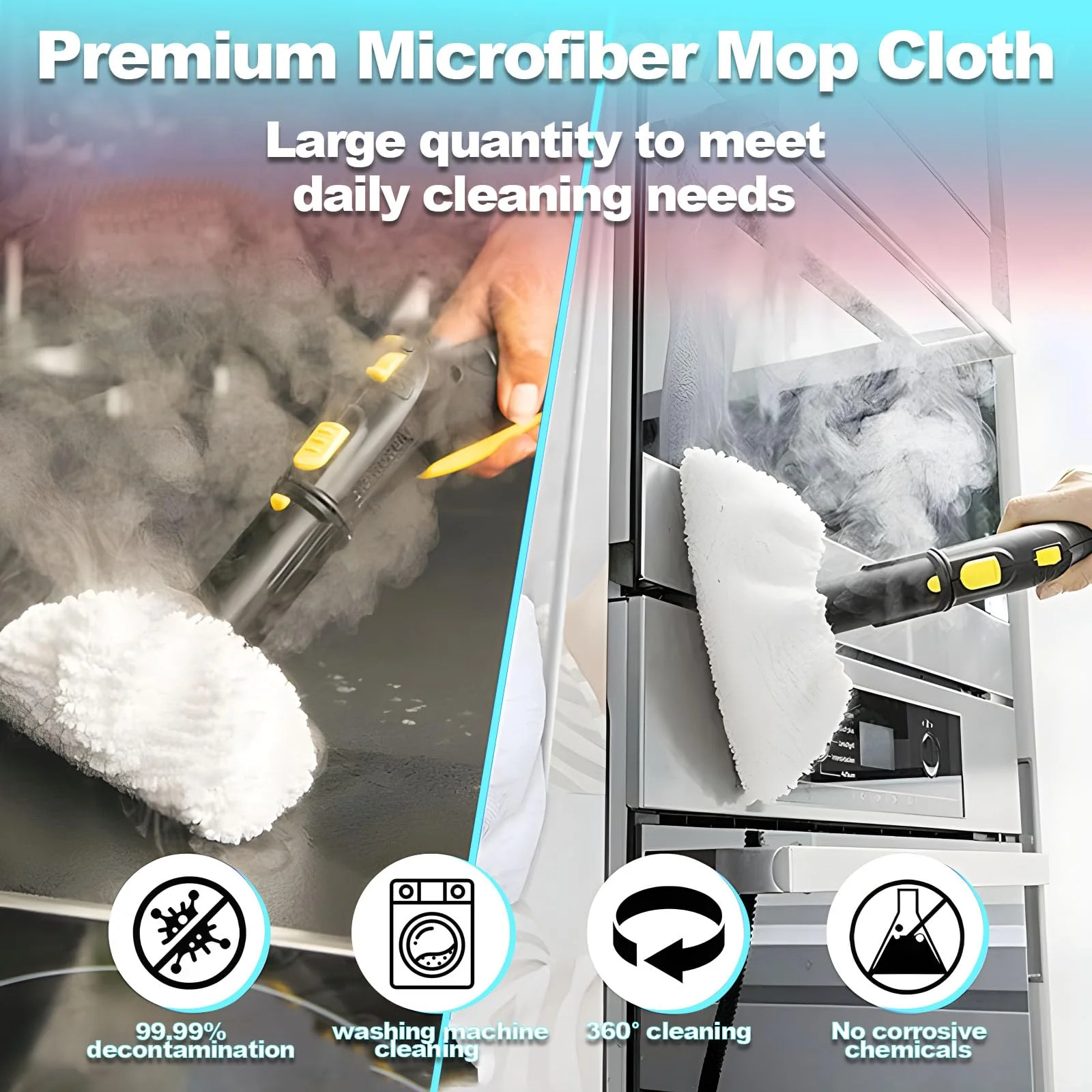 BUCOMTU 10 Stück Mikrofaser-Tuchset Waschbar Microfiber Cloth Kompatibel für Kärcher Dampfreiniger EasyFix SC 2, SC 3, SC 4, SC 5 Zubehör Ersatztücher,5 Bodendüse+5 Handdüse - Image 6