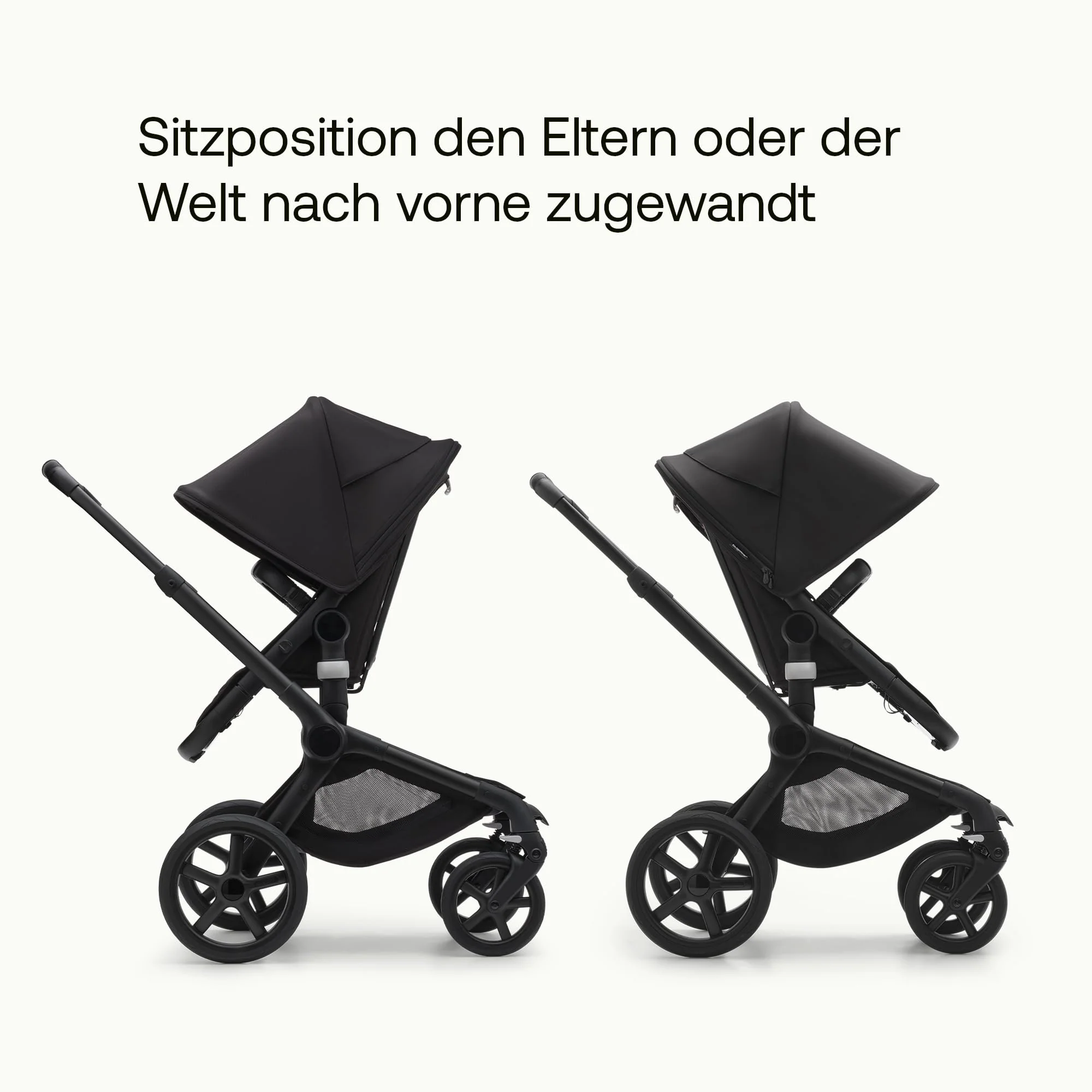 Bugaboo Fox 5, 2-in-1 Kinderwagen für jedes Gelände, mit Liegewanne und ausziehbarem Kleinkindsitz, einfach zu manövrieren und Ein-Hand Faltung, Fahrgestell, Liegewanne und Sonnendach in Schwarz - Image 3