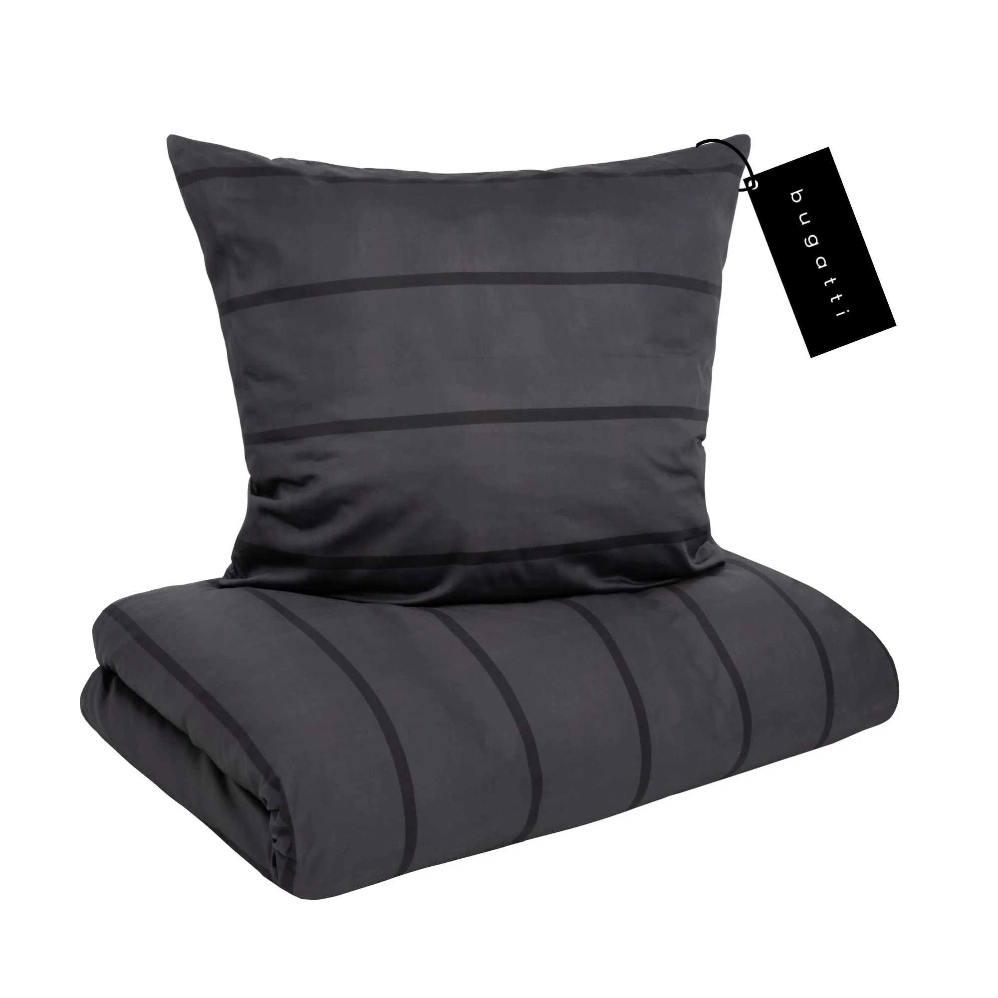 bugatti Bettwäsche 135x200 cm - Satinbettwäsche anthrazit/schwarz, 100% Baumwolle, 2 teilig mit Reißverschluss - Image 3