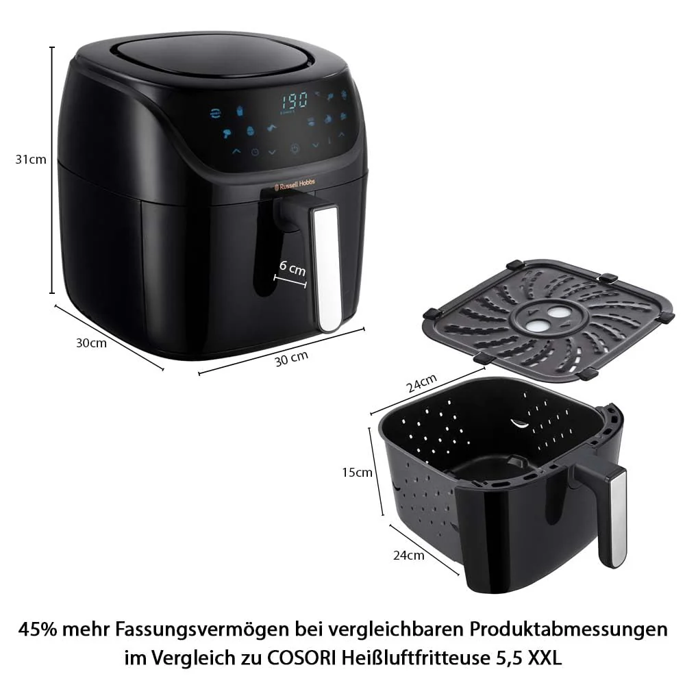 Bundle Set: Russell Hobbs Heißluftfritteuse XXL 8l [7 Kochfunktionen|10 Programme] AirFryer 27170-56 & Russell Hobbs Salz und Pfeffer Mühle elektrisch [2er Set] 23460-56 - Image 9
