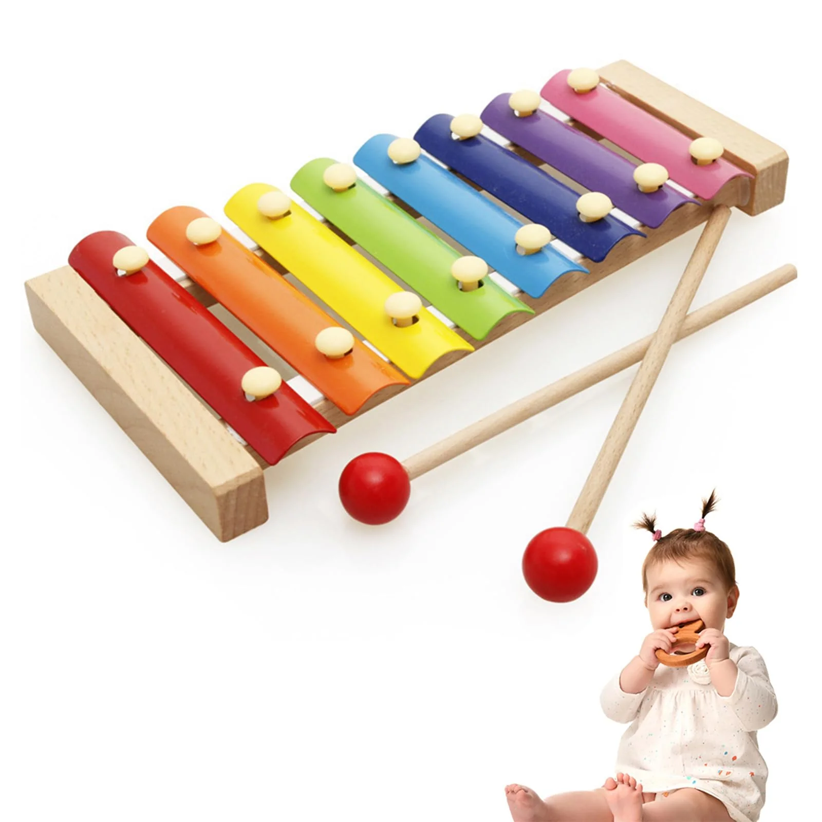 Bunt Xylophon Holz mit Xylophon Schlägel, Xylophon Kinder,Xylophone,Xylophon Baby,Xylophone Baby,Xylophone Instrument,Musikinstrumente für Kinder Kinderspielzeug,Pädagogische Spielzeug Geschenke