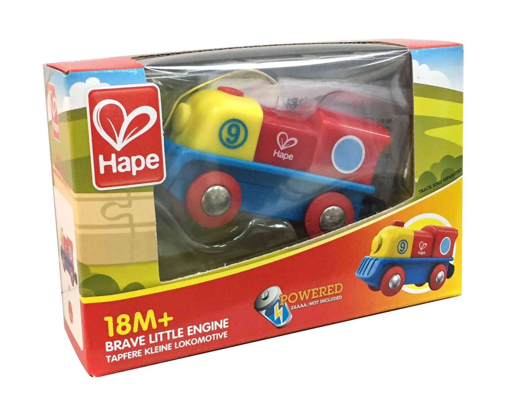 Bunte Lok von Hape | Tapfere kleine Lokomotive von Hape mit EIN-/Ausschaltknopf, außergewöhnliche, batteriebetriebene Lokomotive, Lackierung in rot, gelb und blau - Image 3