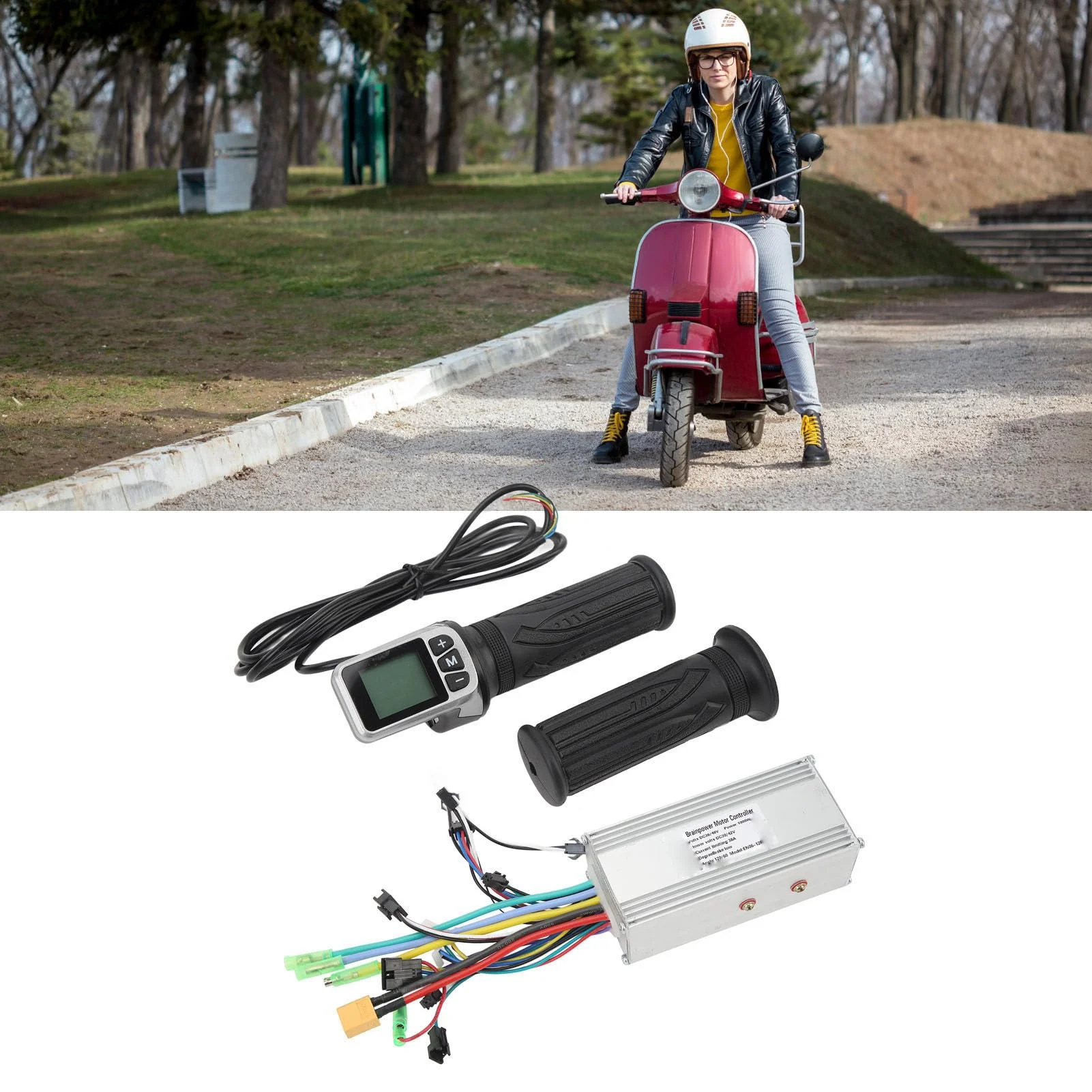 BuyWeek Elektrofahrrad Brushless Motor Controller Kit, 36V 48V 1000W 38A Sinuswelle Controller 124DX Drehgasgriff mit LCD Panel für Elektrofahrräder - Image 7