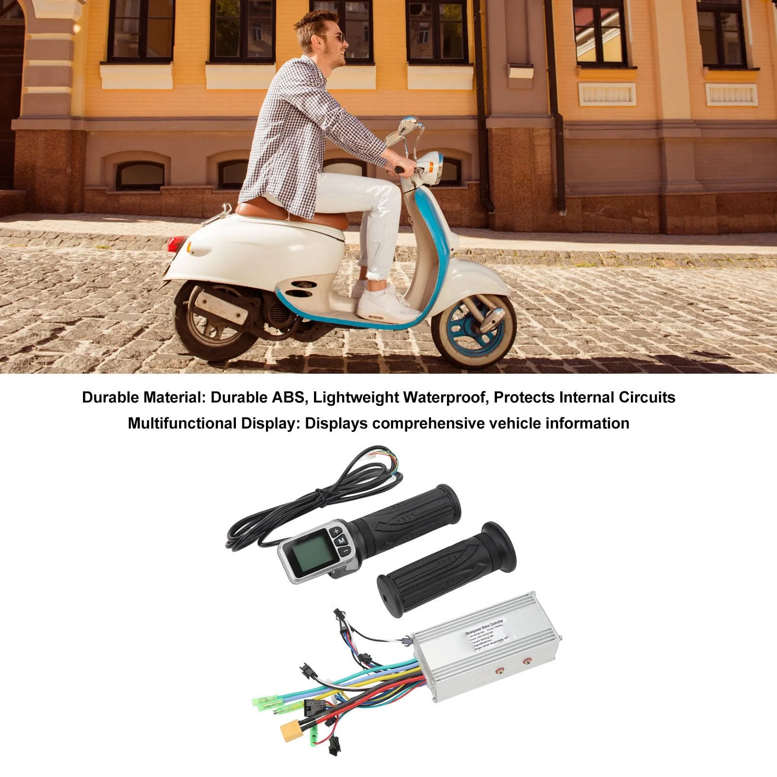 BuyWeek Elektrofahrrad Brushless Motor Controller Kit, 36V 48V 1000W 38A Sinuswelle Controller 124DX Drehgasgriff mit LCD Panel für Elektrofahrräder - Image 8