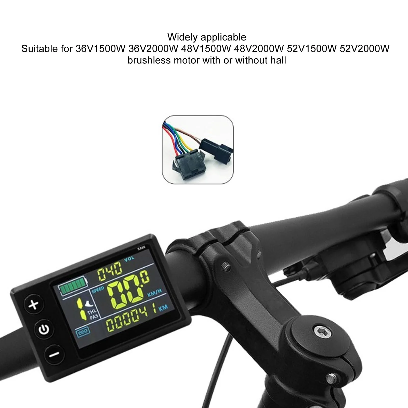 BuyWeek Elektrofahrrad Brushless Motor Controller Kit, 36V 48V 52V 1500W 2000W 40A 3 Modus Sinuswelle Controller mit S866 Farb LCD Display für E-Bike Elektroroller - Image 8