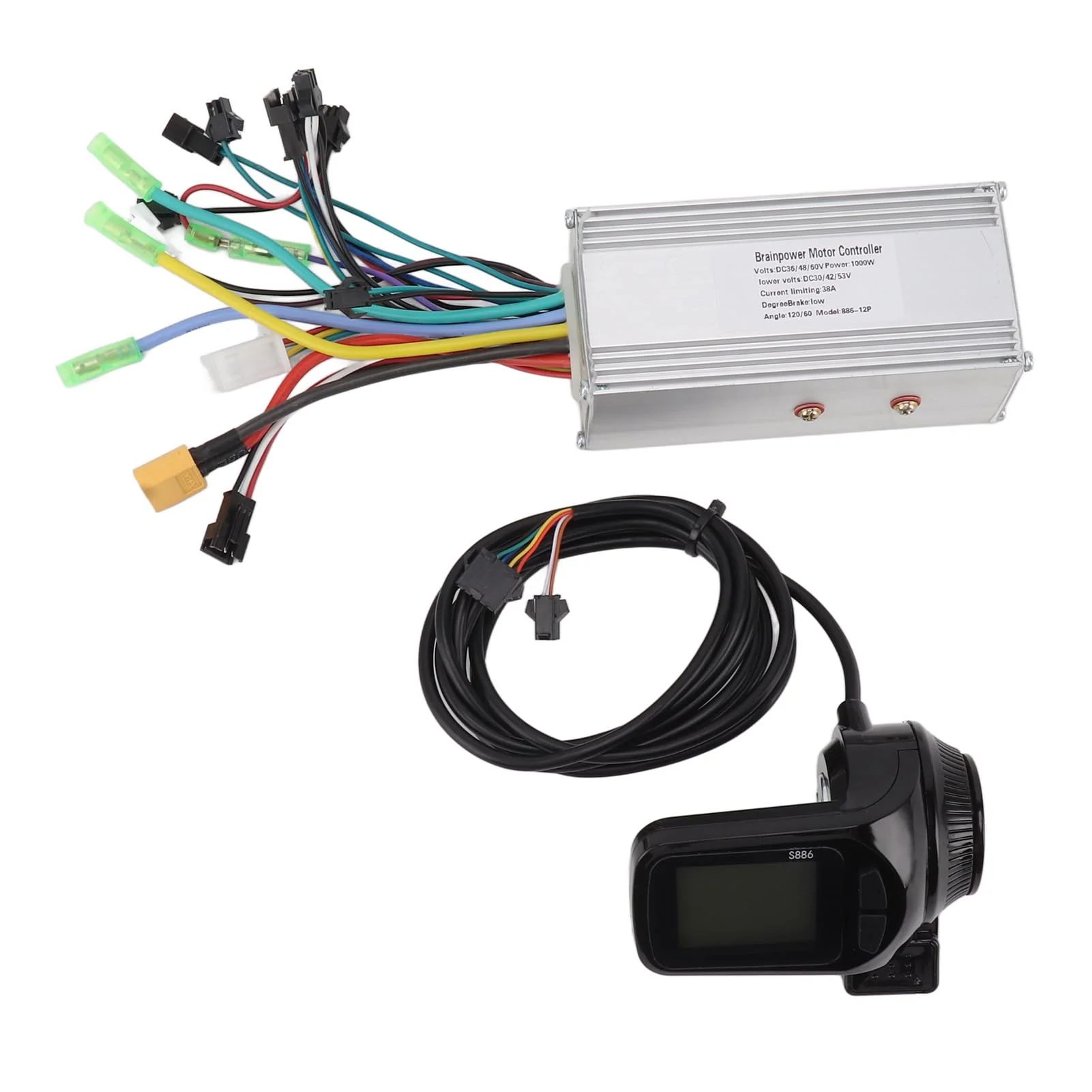 BuyWeek Elektrofahrrad Brushless Motor Controller Kit, 36V 48V 60V 1000W 38A Sinuswellen Bürstenloser Controller 886 Daumengas mit LCD Display für E-Bike Elektroroller - Image 4