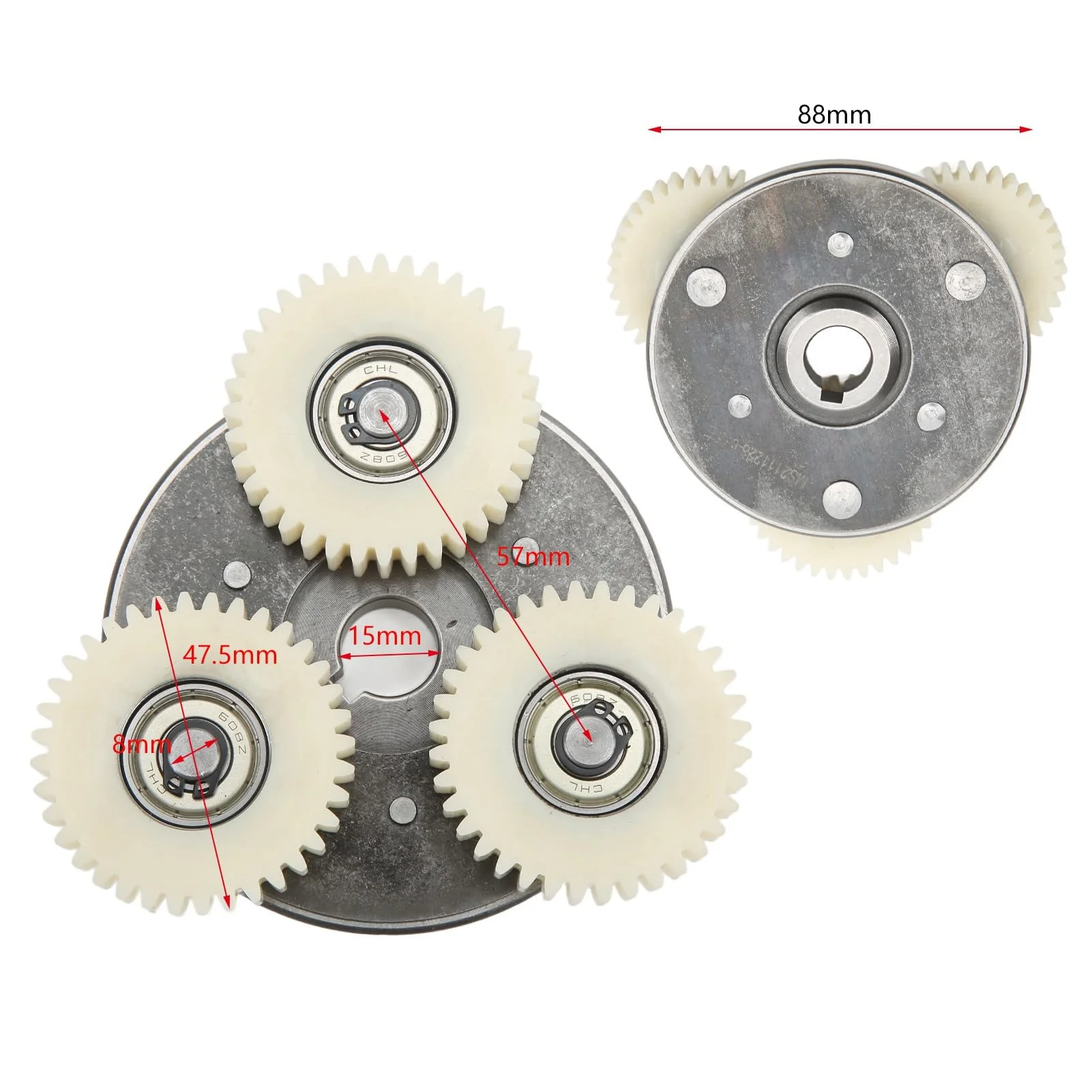 BuyWeek Elektrofahrrad Motor Zahnräder Kupplungssatz, 36T Planetary Nylonzahnräder und 88mm Kupplung, Kompatibel mit Bafang Elektrofahrrad 500W-750W Motor - Image 6
