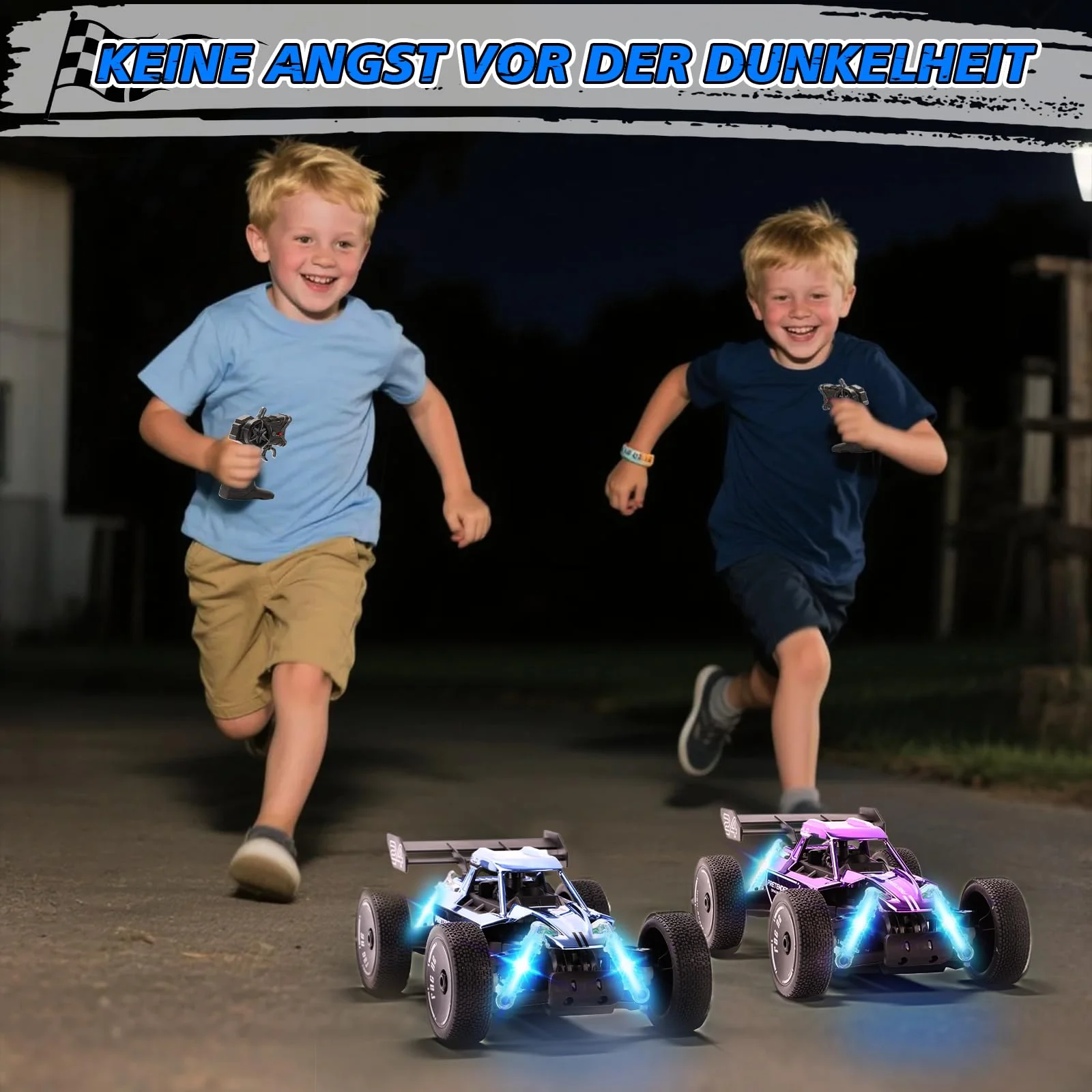 BuzzoXerex 1:18 Ferngesteuertes Auto, 2.4GHz RC Offroad Auto, 2WD 15KM/H RC Buggy mit Sprühfunktion LED-Leuchten, 60 Min Spielzeit, Spielzeugauto Geschenk für Kinder ab 6 7 8 Jahre (Blau) - Image 7