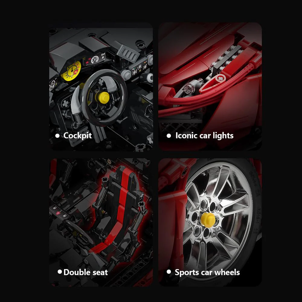 CaDA Master C61042w Supercar 488 Klemmbausteine,3187/pcs Technik Groß Ferngesteuert Auto 1:8 Bausteine,MOC Sportwagen Modell Spielzeug für Erwachsene und Jugendliche - Image 5