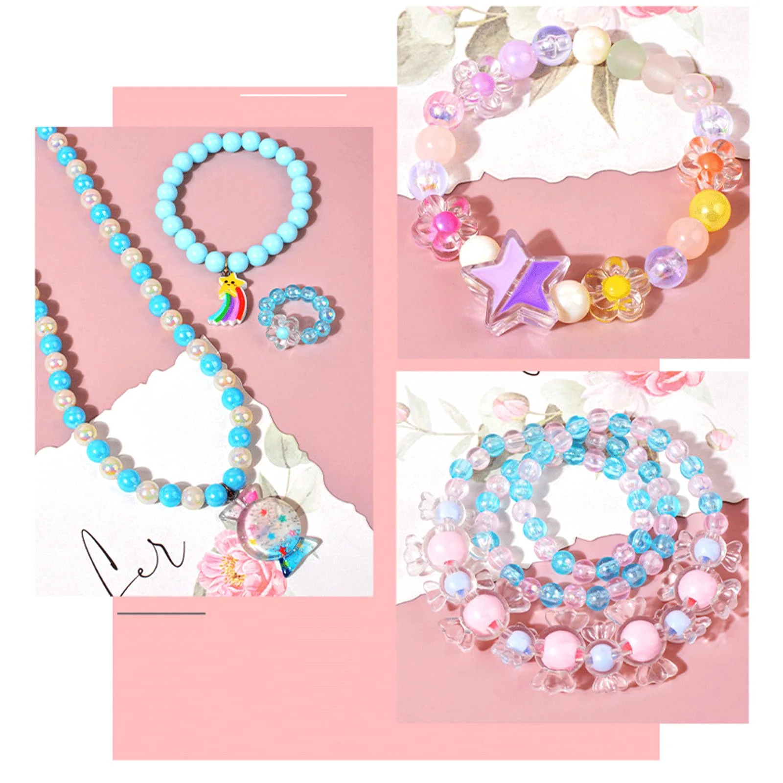 Canollo Armbänder Selber Machen, 210 Stück Bunte Perlen Set, Perlen zum Auffädeln Kinder Schmuck, Bastelset Kinder ab 6 Jahr DIY Perlen zum Auffädeln, DIY Bracelet Making Basteln für Mädchen - Image 6